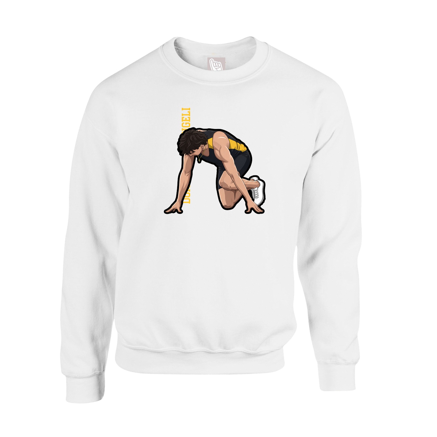 Fleece Crew — Name Vertical in White
