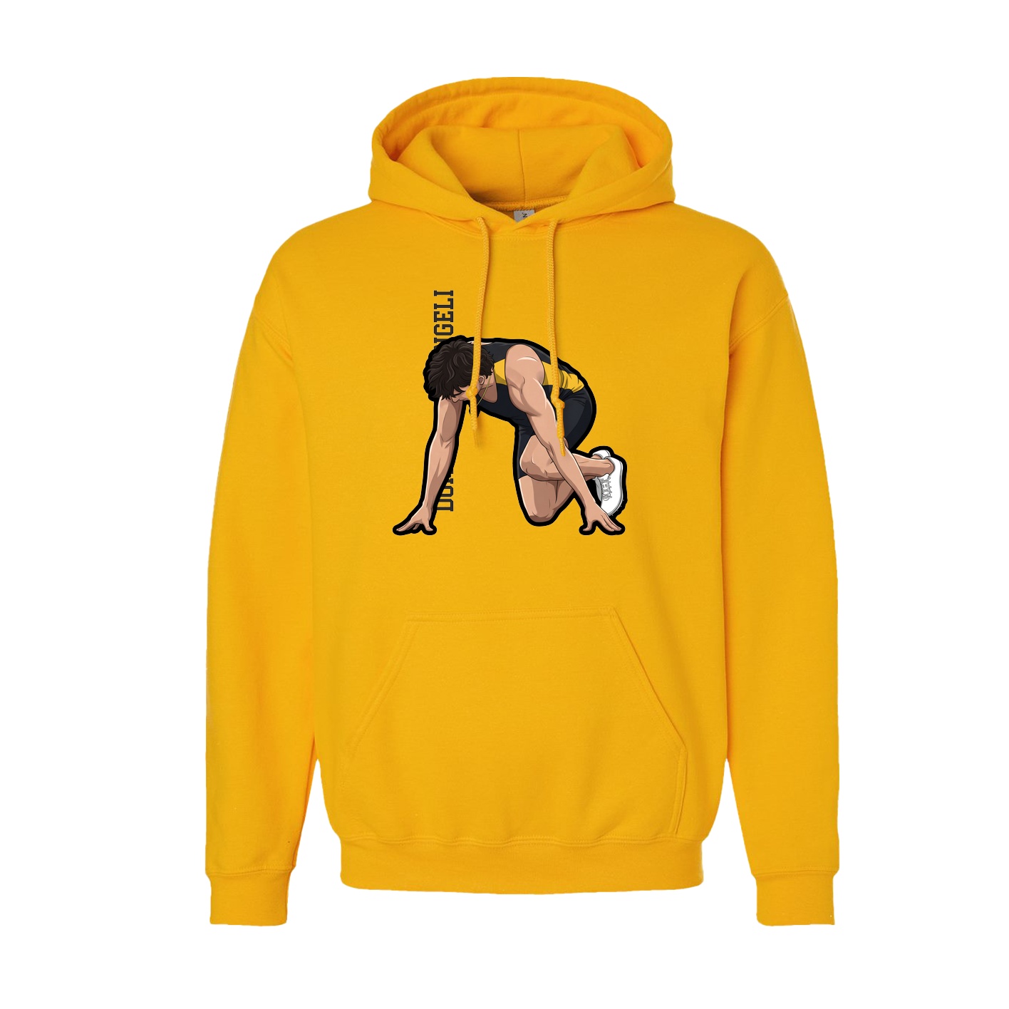 Youth Hoodie — Name Vertical in Gold