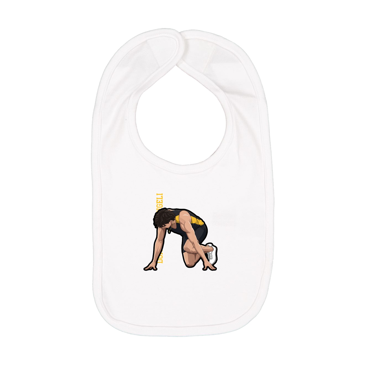 Infant Bib — Name Vertical in White