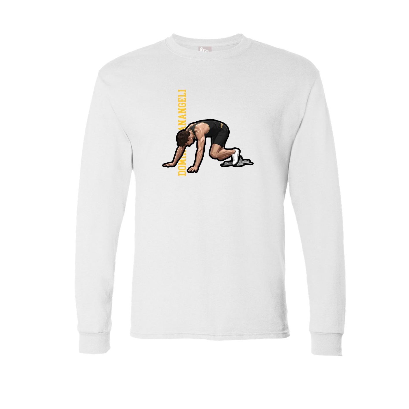 Long Sleeve Tee — Name Vertical in White