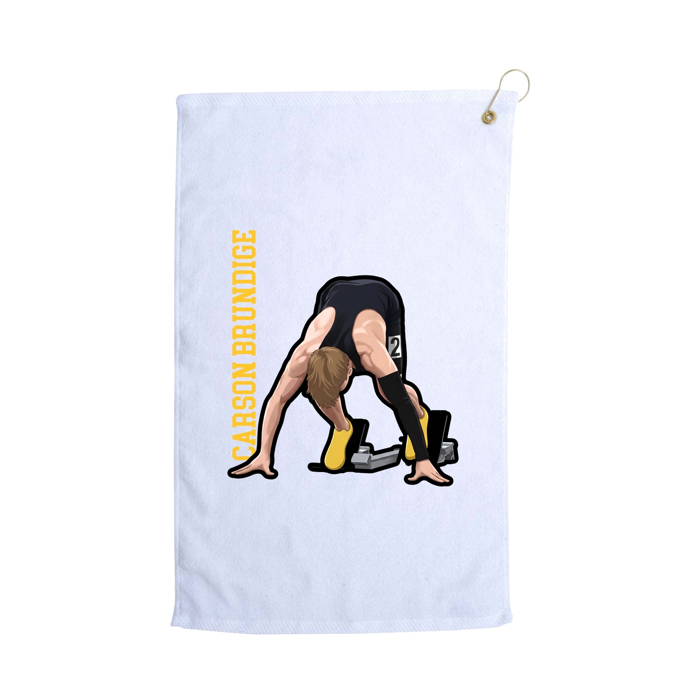 Golf Towel — Name Vertical in White