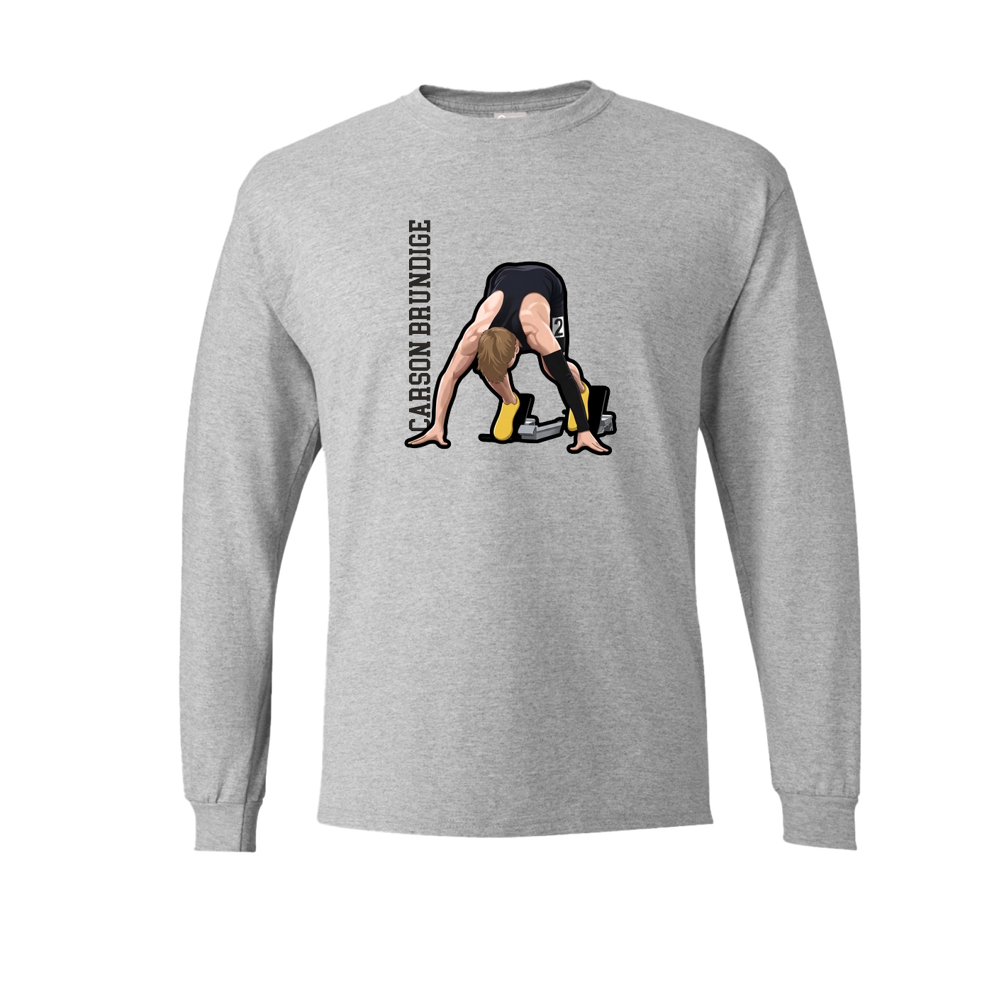Long Sleeve Tee — Name Vertical in Grey