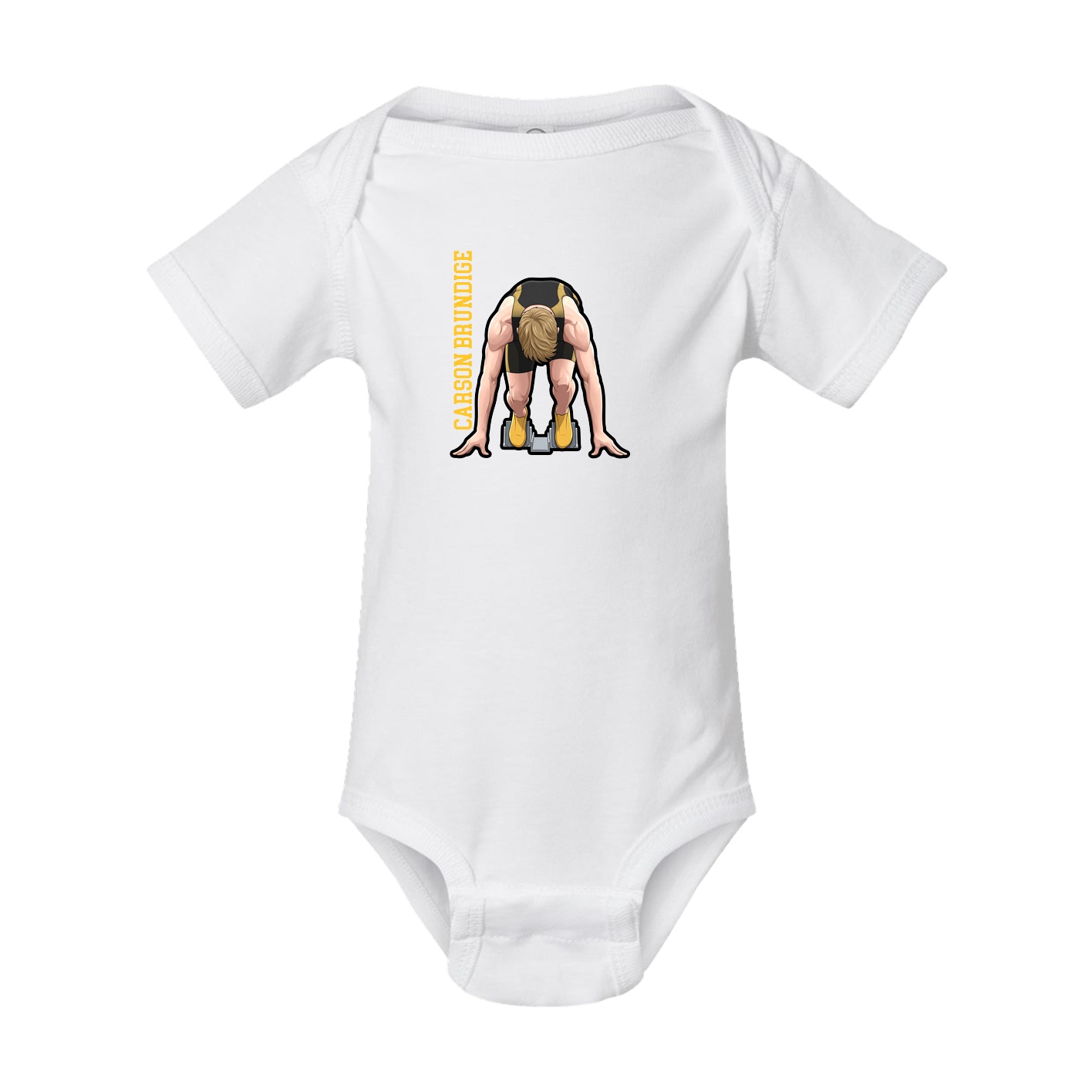 Baby Onesie — Name Vertical in White