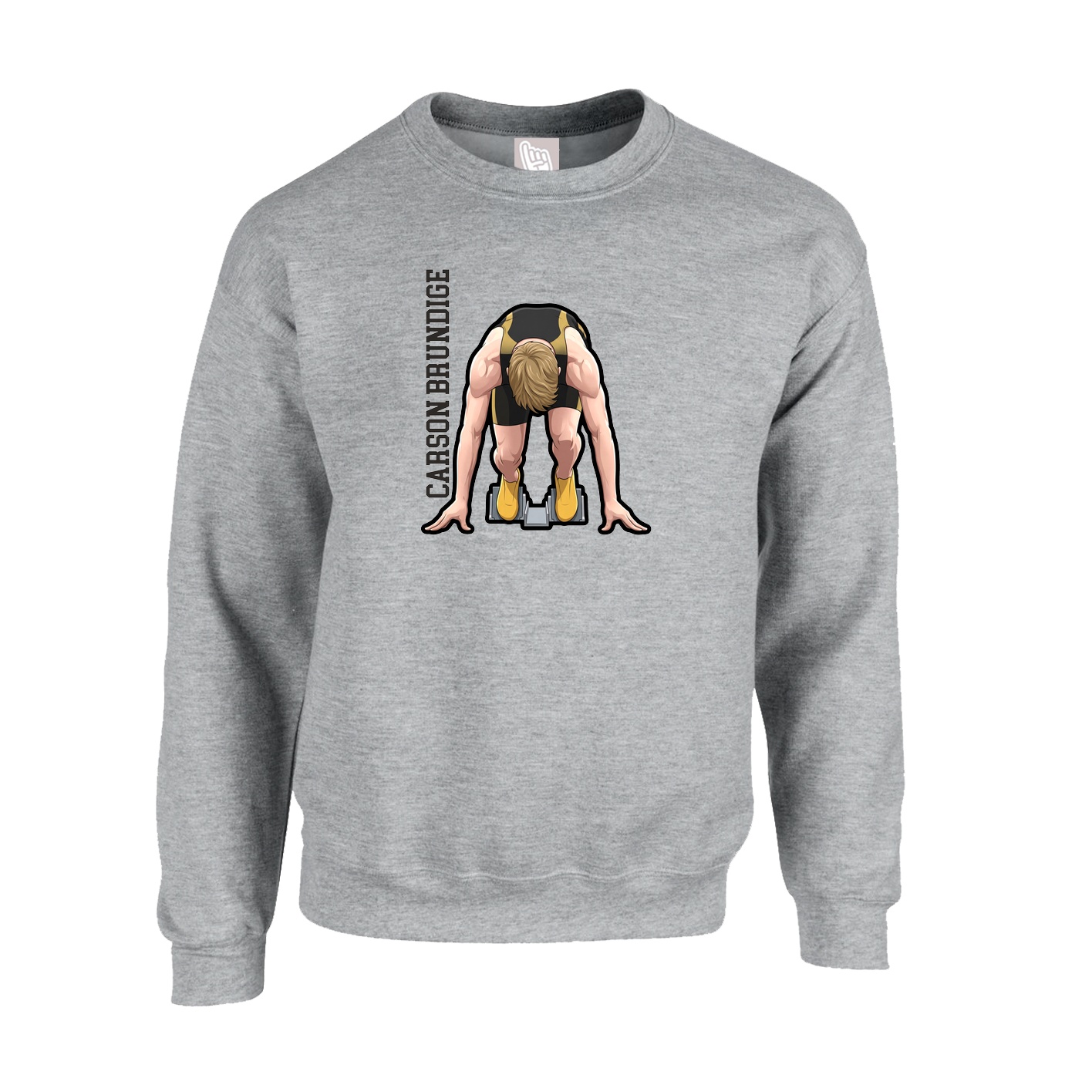Fleece Crew — Name Vertical in Grey