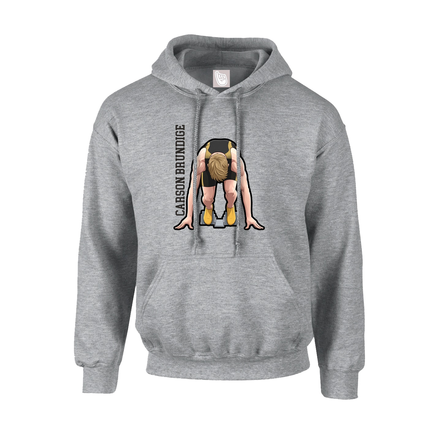 Youth Hoodie — Name Vertical in Grey