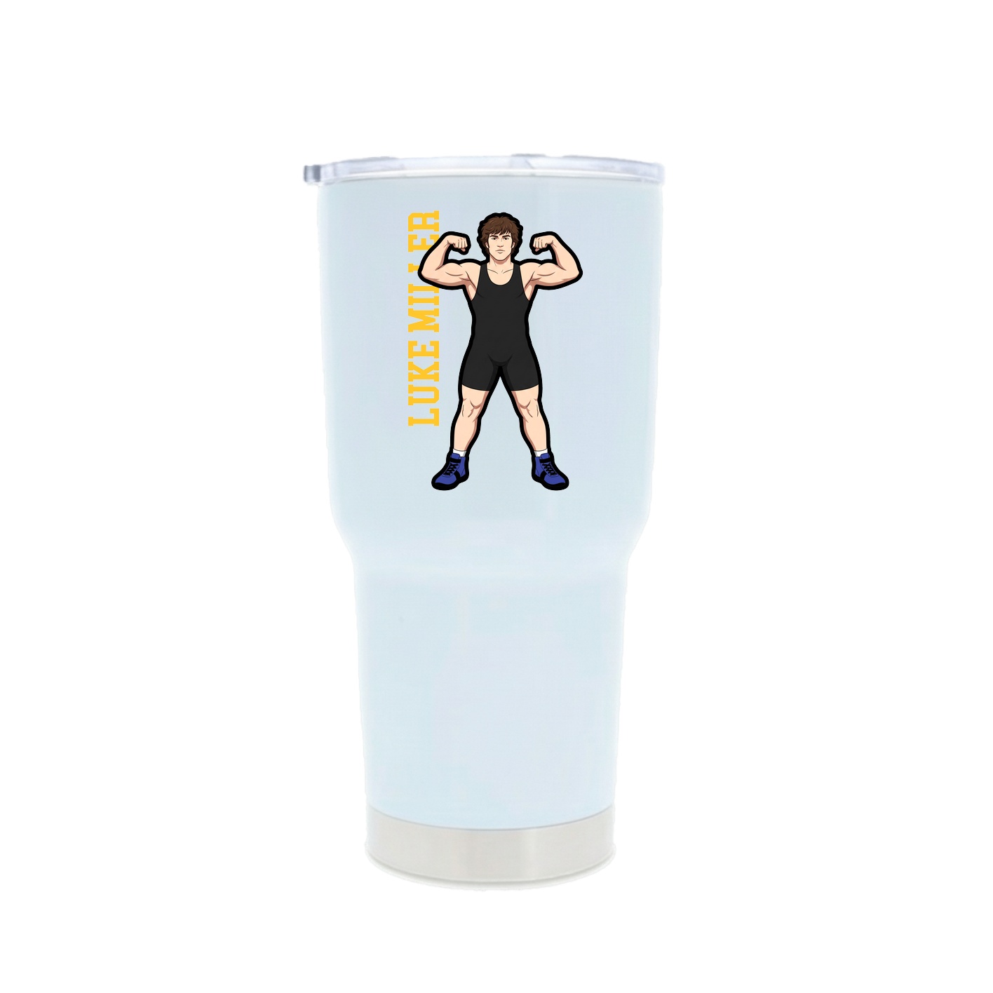 30oz Stainless Steel Tumbler — Name Vertical in White