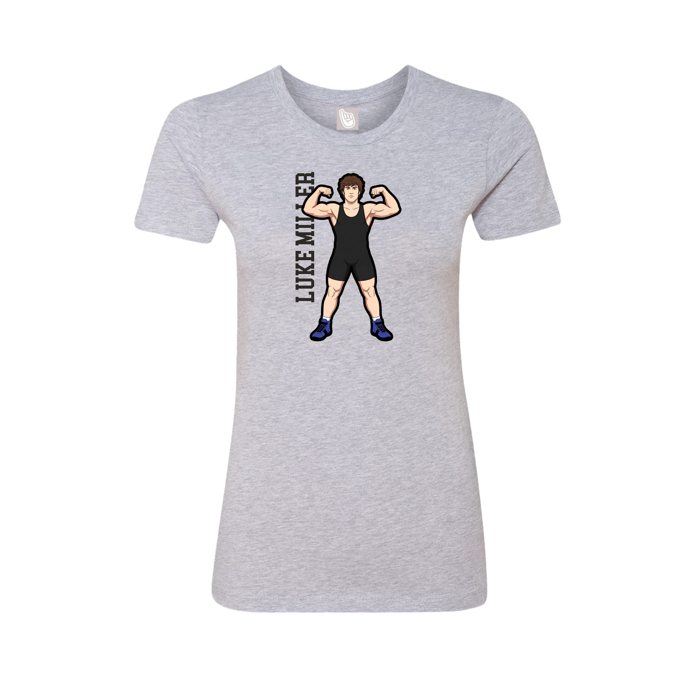 Fitted Women's Tee — Name Vertical in Grey