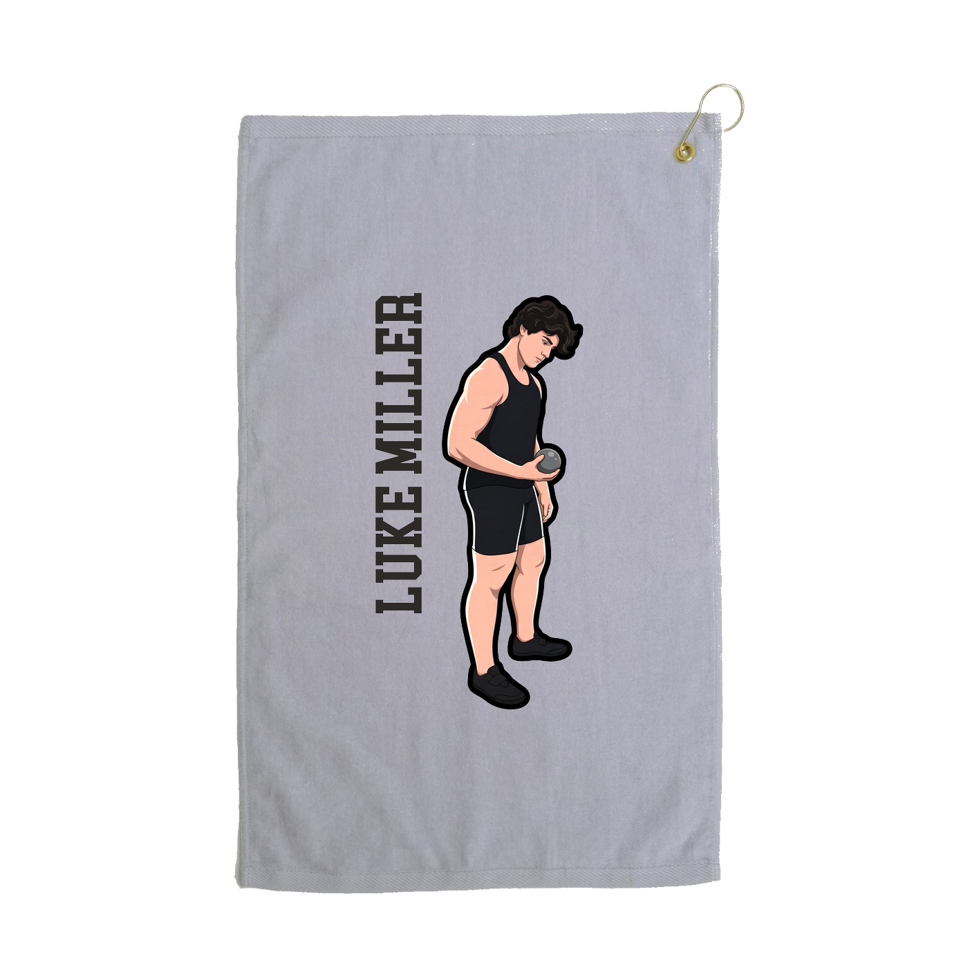 Golf Towel — Name Vertical in Grey