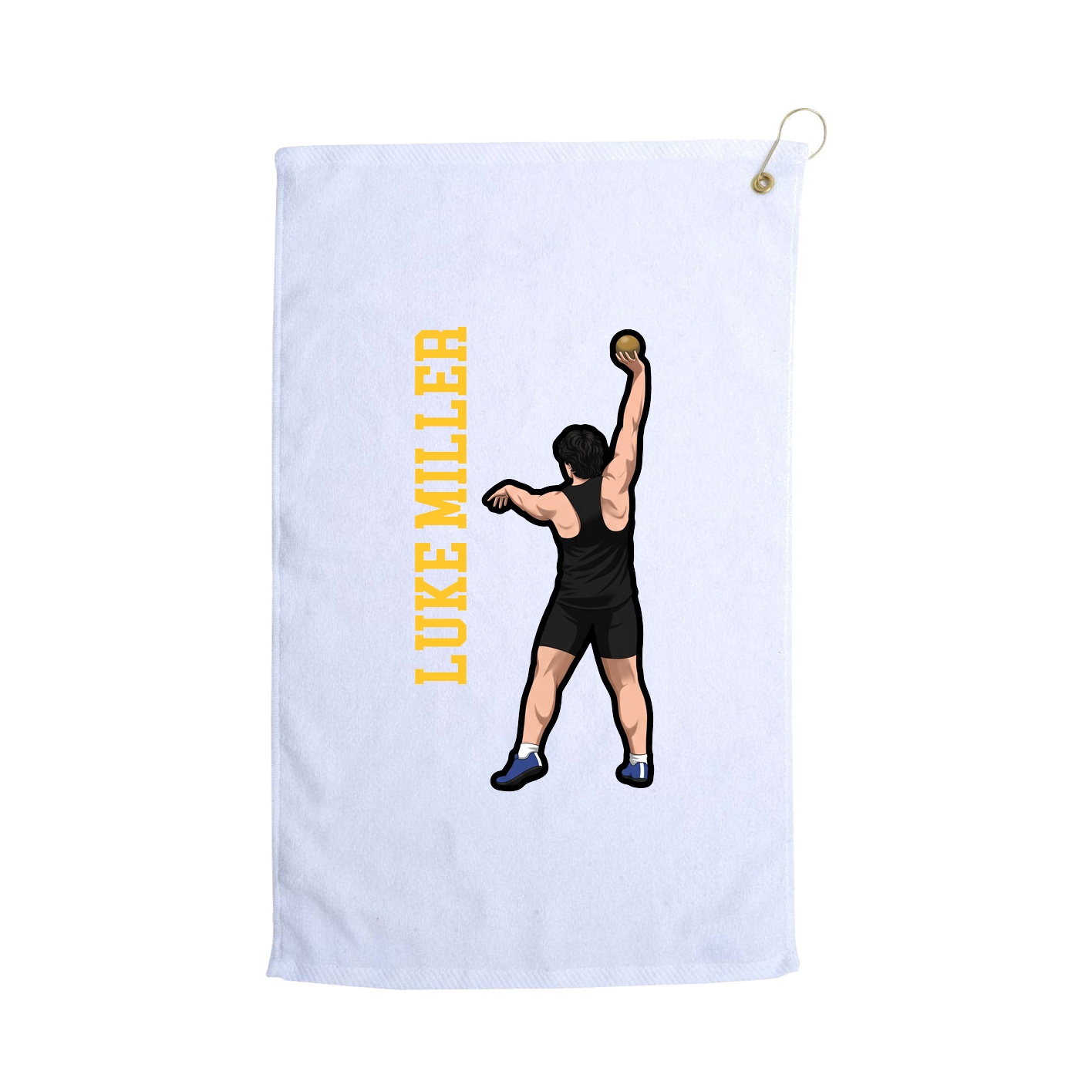 Golf Towel — Name Vertical in White