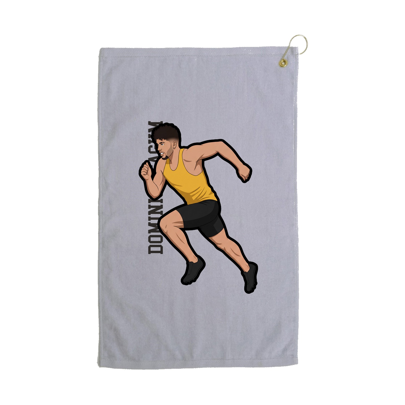 Golf Towel — Name Vertical in Grey