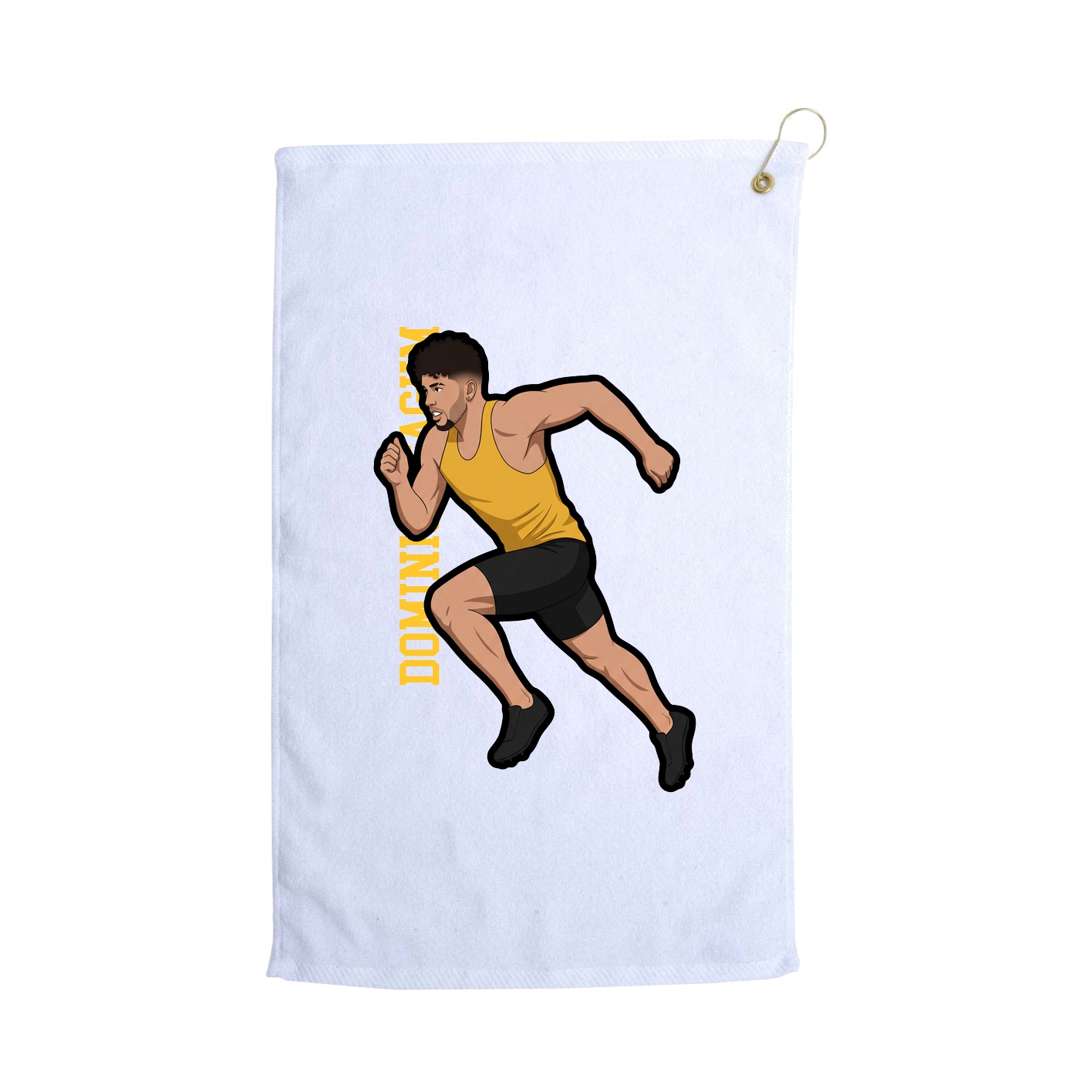 Golf Towel — Name Vertical in White