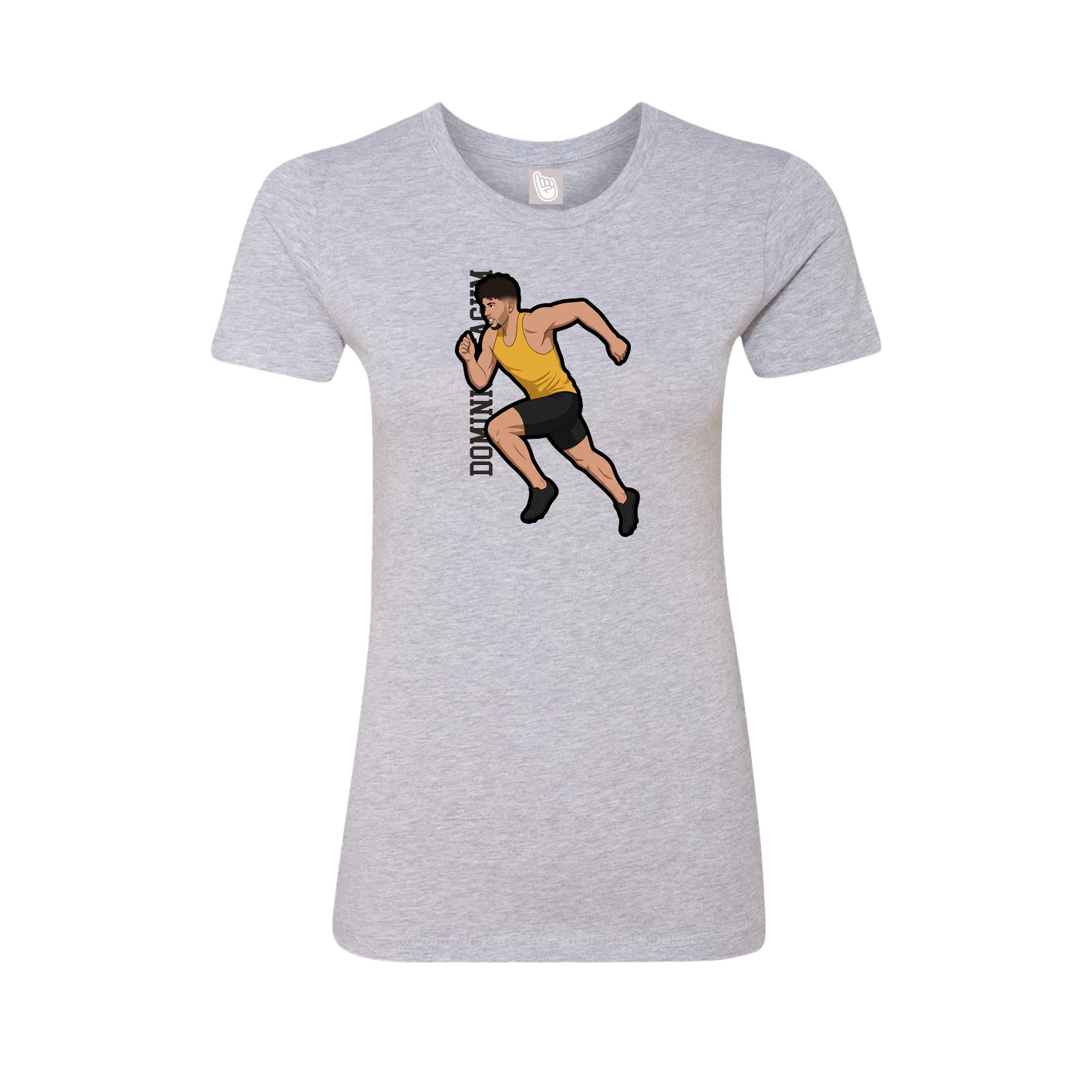 Fitted Women's Tee — Name Vertical in Grey