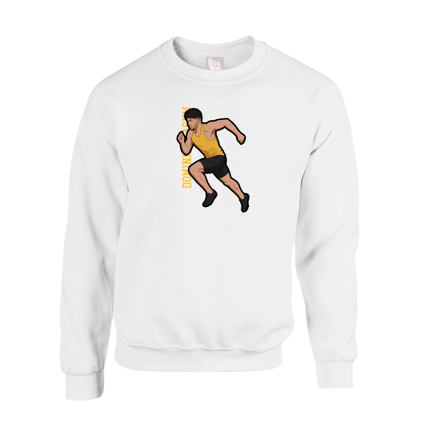 Fleece Crew — Name Vertical in White