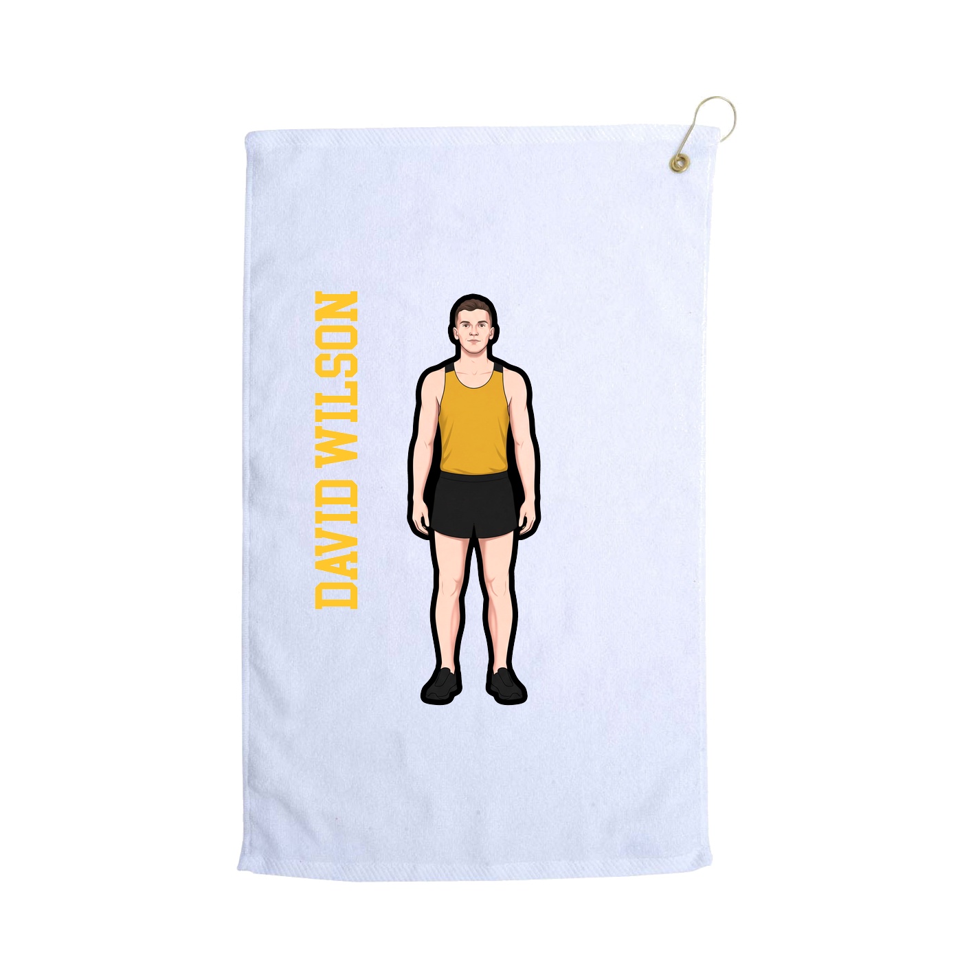 Golf Towel — Name Vertical in White