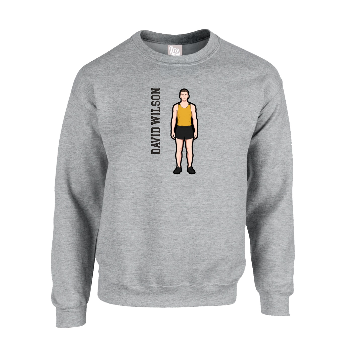 Fleece Crew — Name Vertical in Grey
