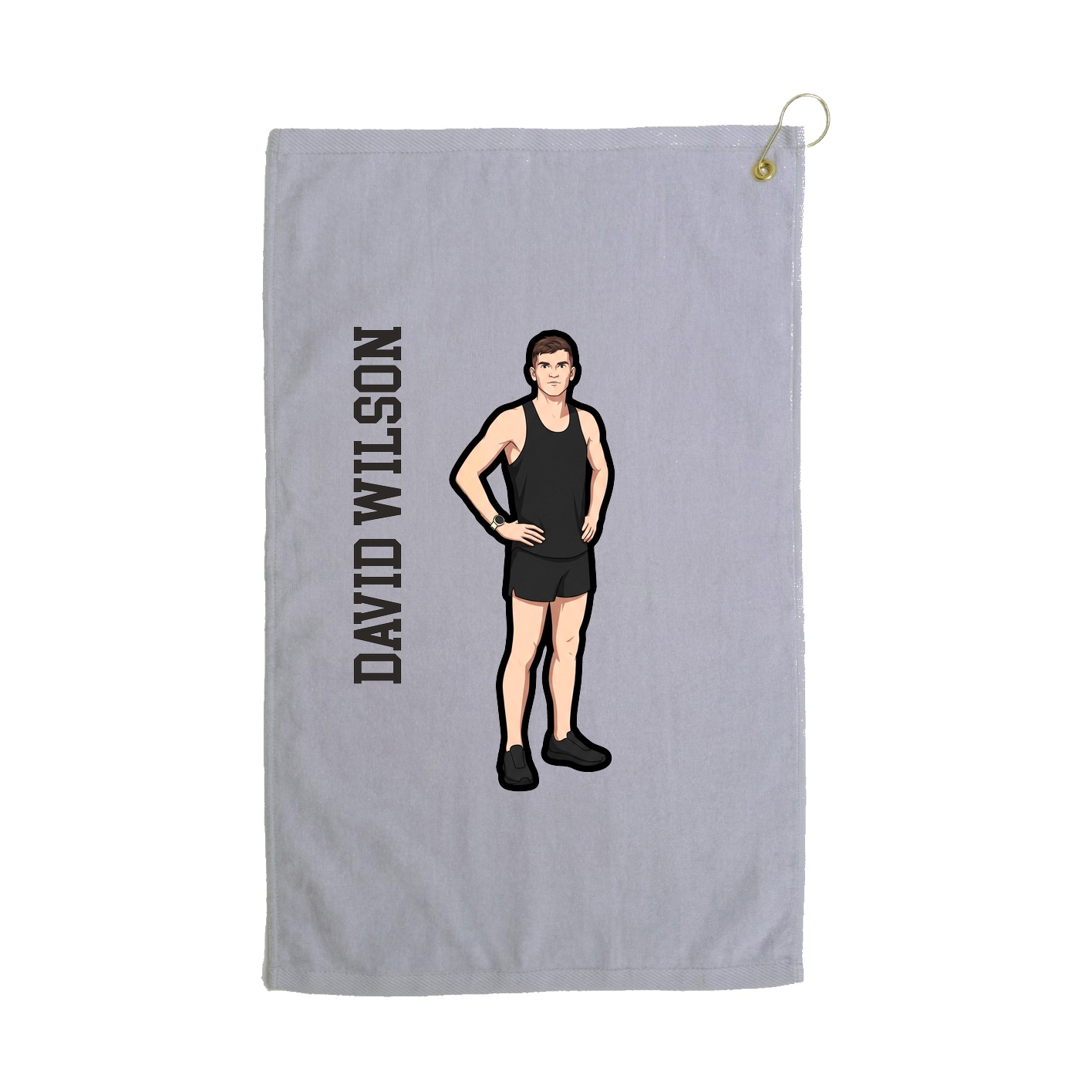 Golf Towel — Name Vertical in Grey