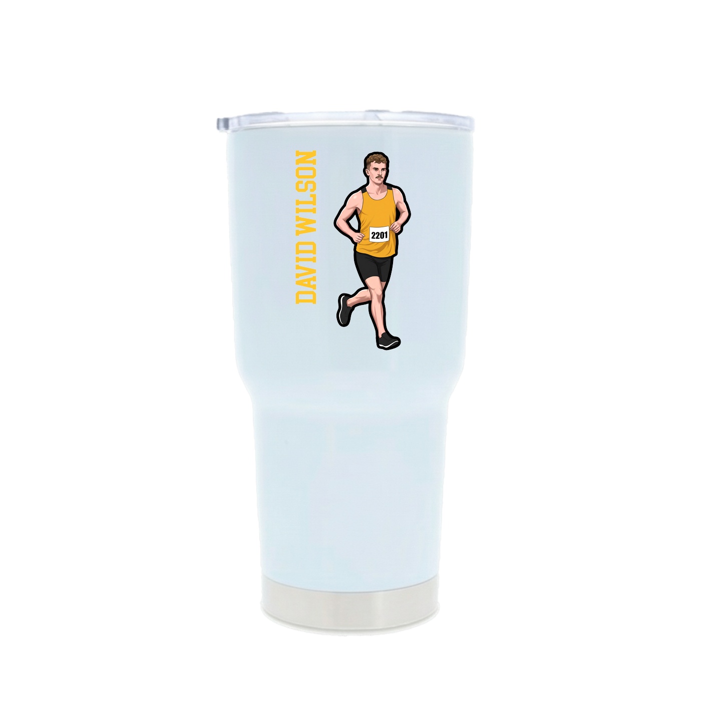 30oz Stainless Steel Tumbler — Name Vertical in White