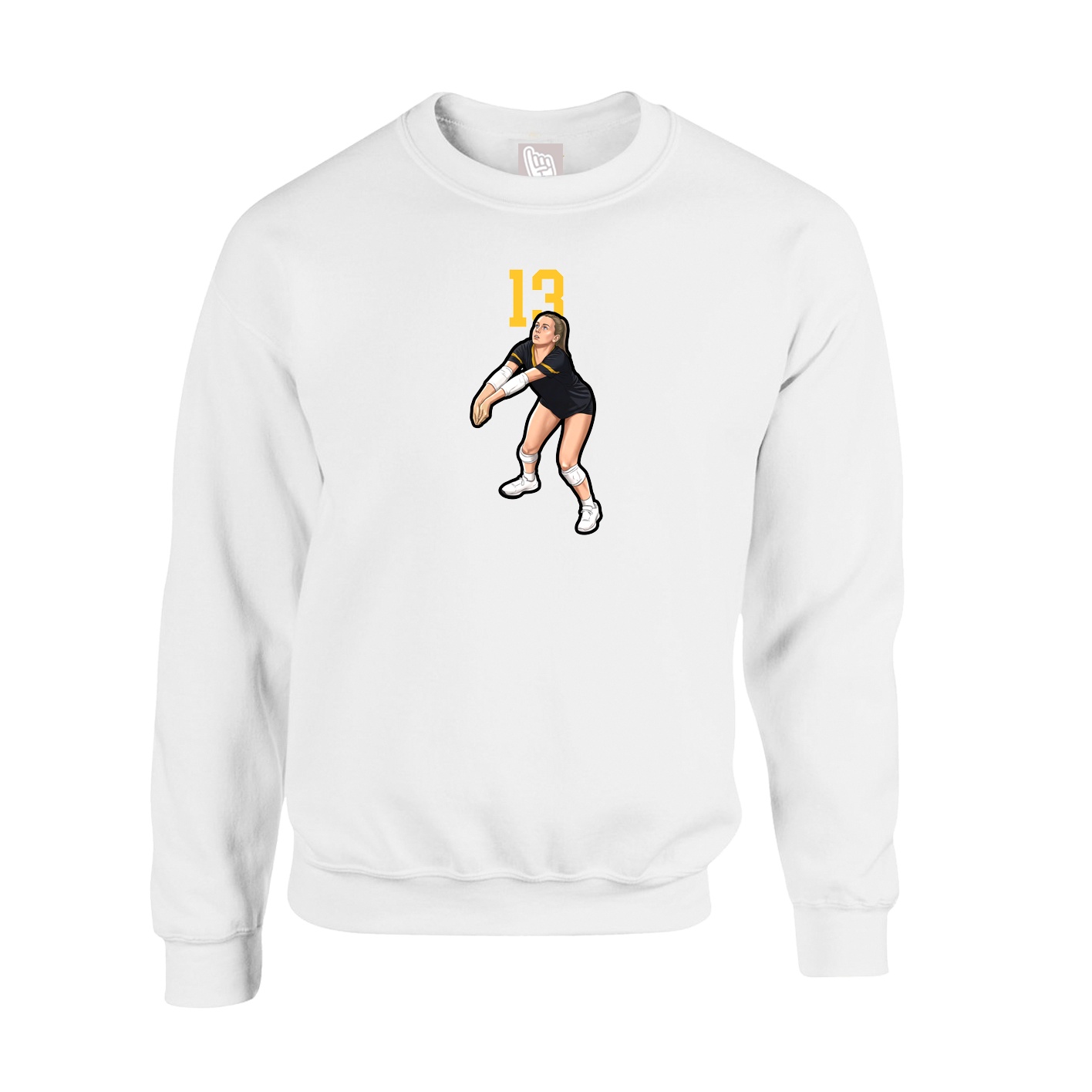 Fleece Crew — Number Top in White