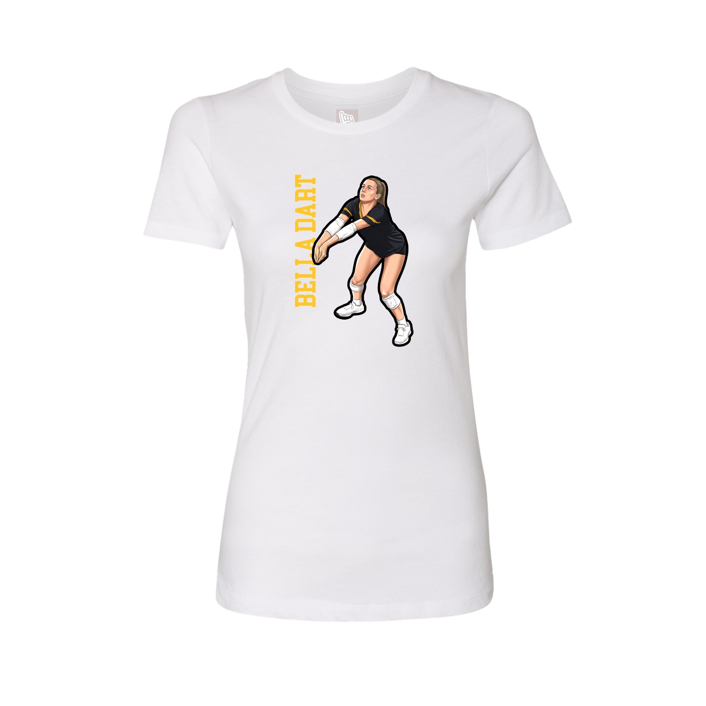Fitted Women's Tee — Name Vertical in White