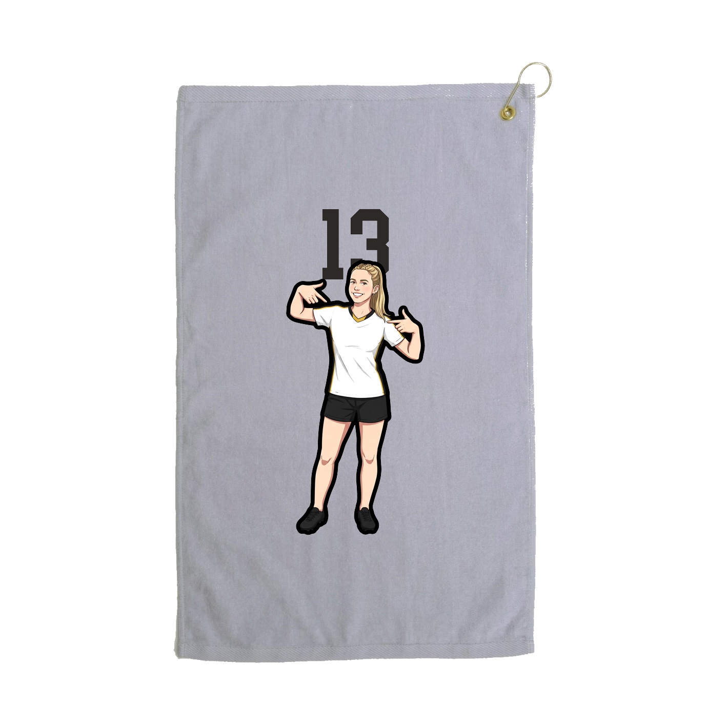 Golf Towel — Number Top in Grey