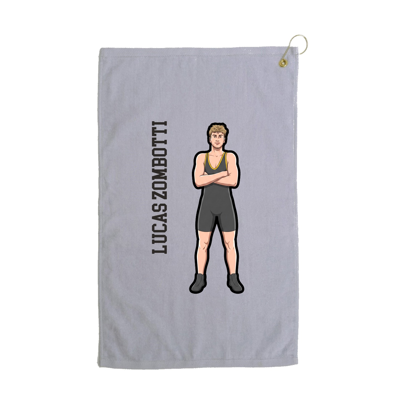 Golf Towel — Name Vertical in Grey
