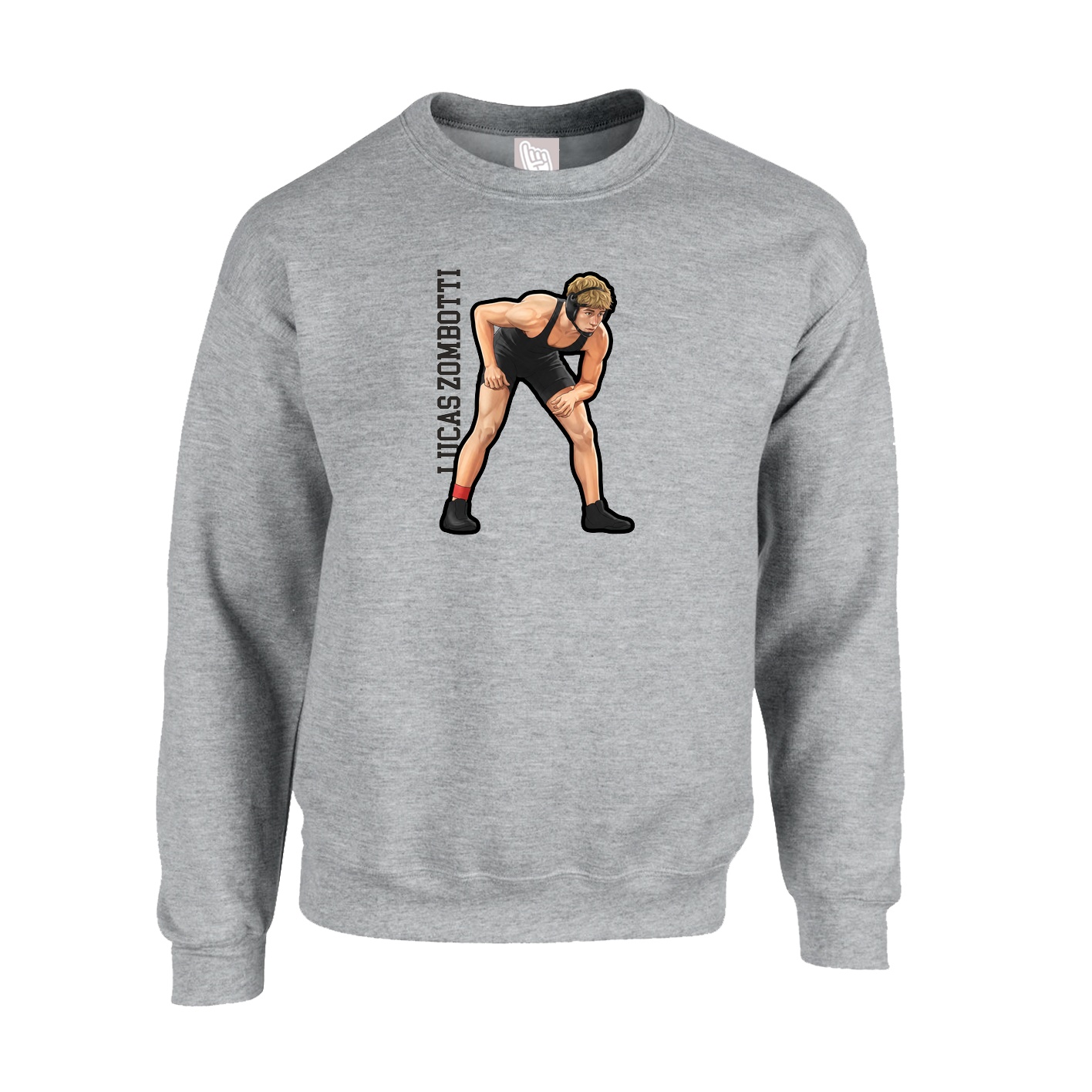 Fleece Crew — Name Vertical in Grey