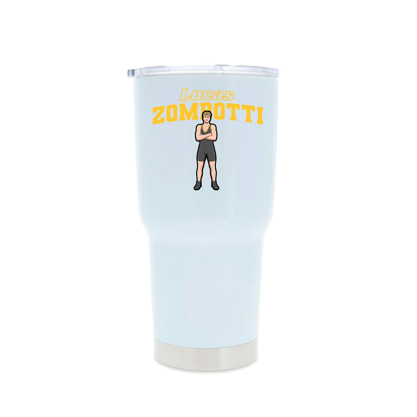 30oz Stainless Steel Tumbler — Name Arch in White