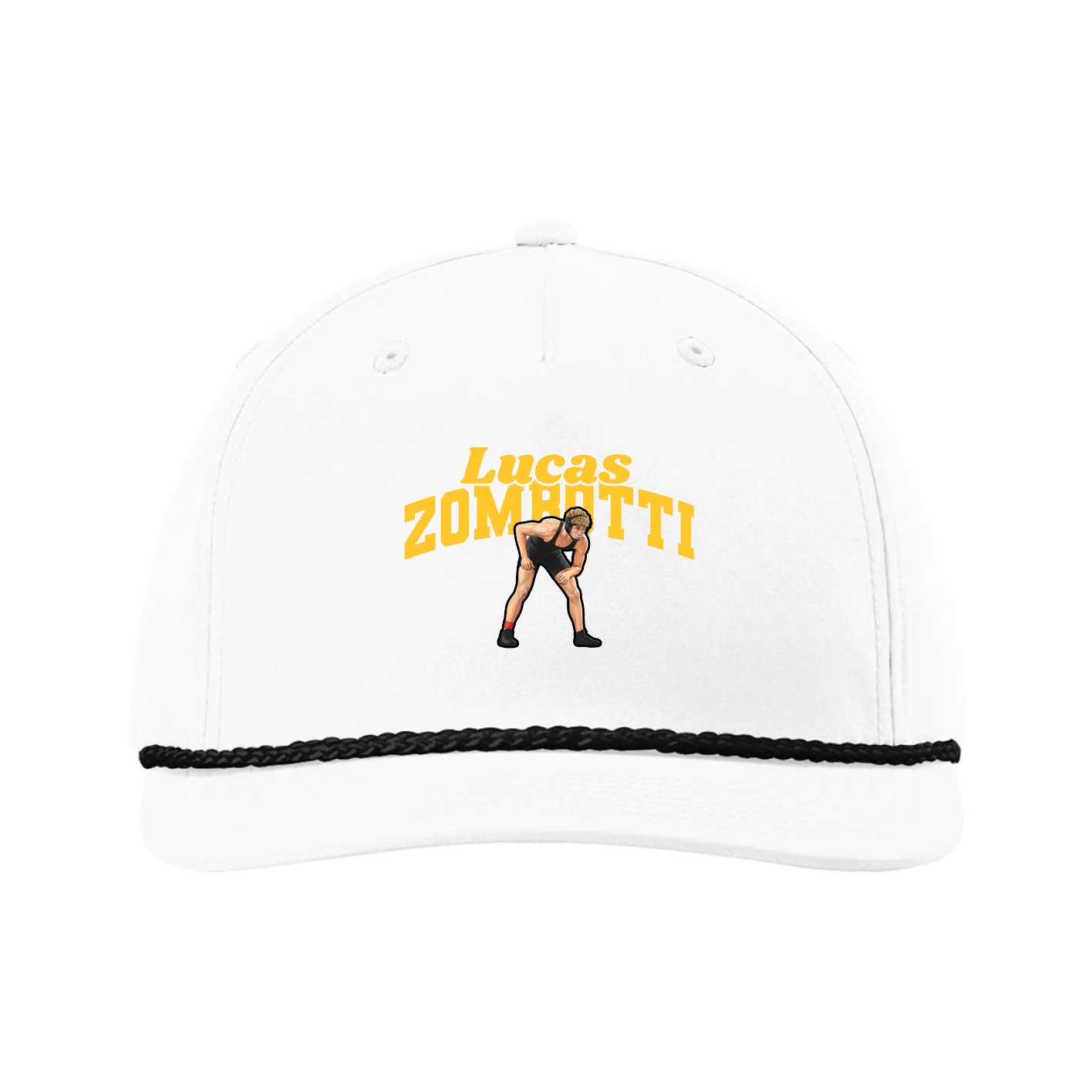 Five-Panel Classic Rope Cap — Signature Arch in White