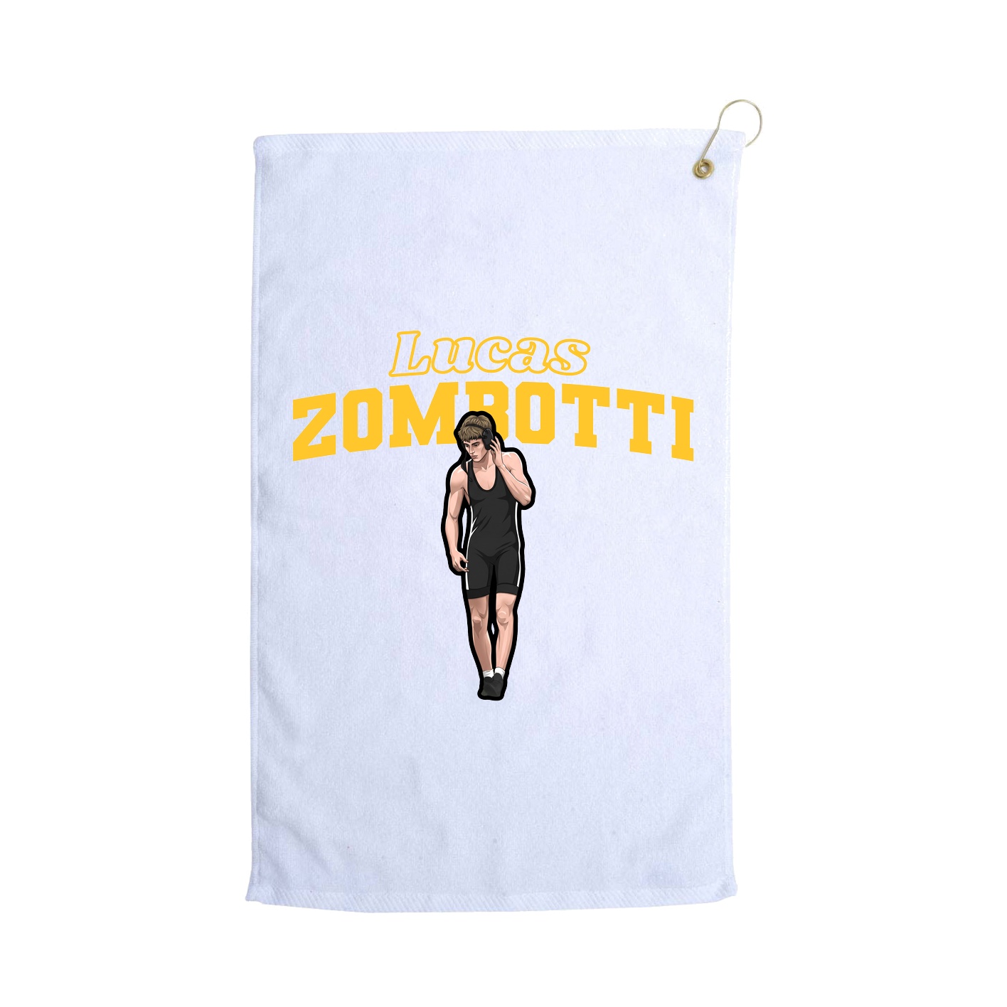 Golf Towel — Name Arch in White