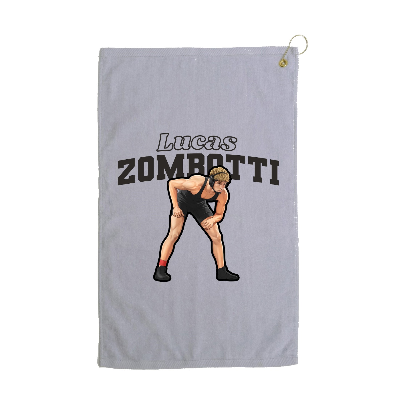 Golf Towel — Name Arch in Grey