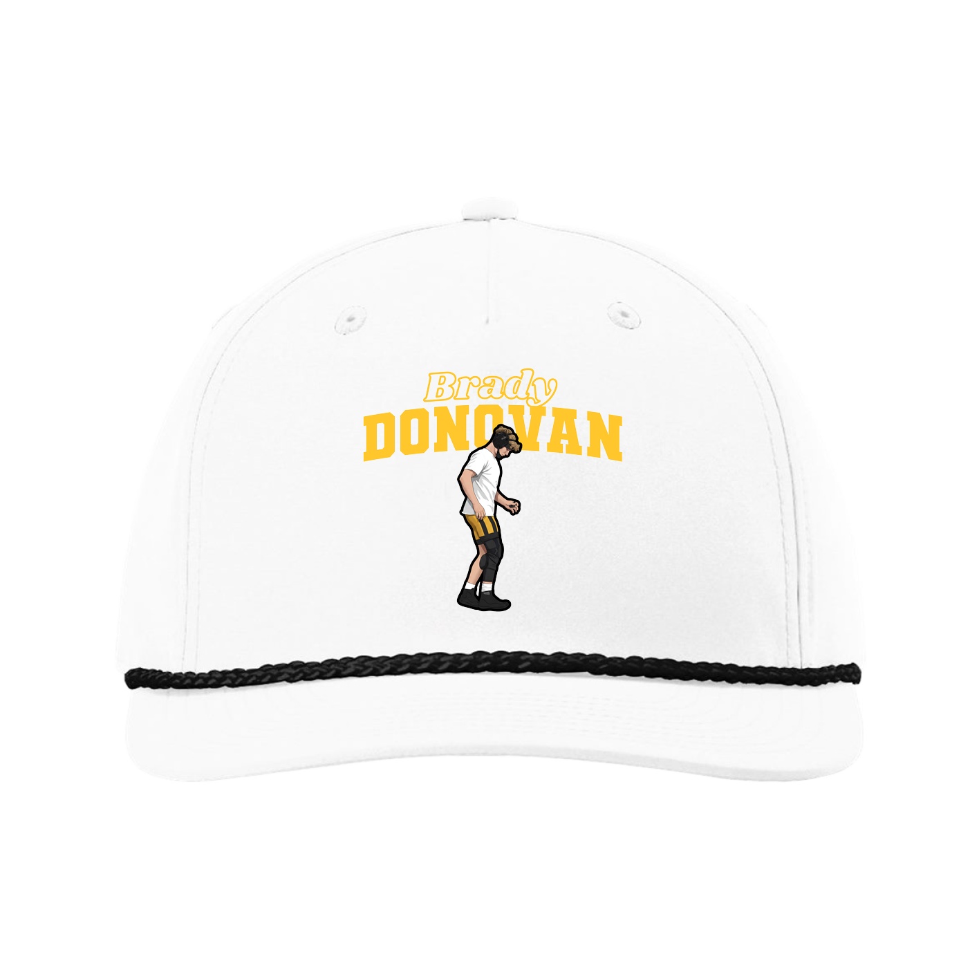 Five-Panel Classic Rope Cap — Name Arch in White