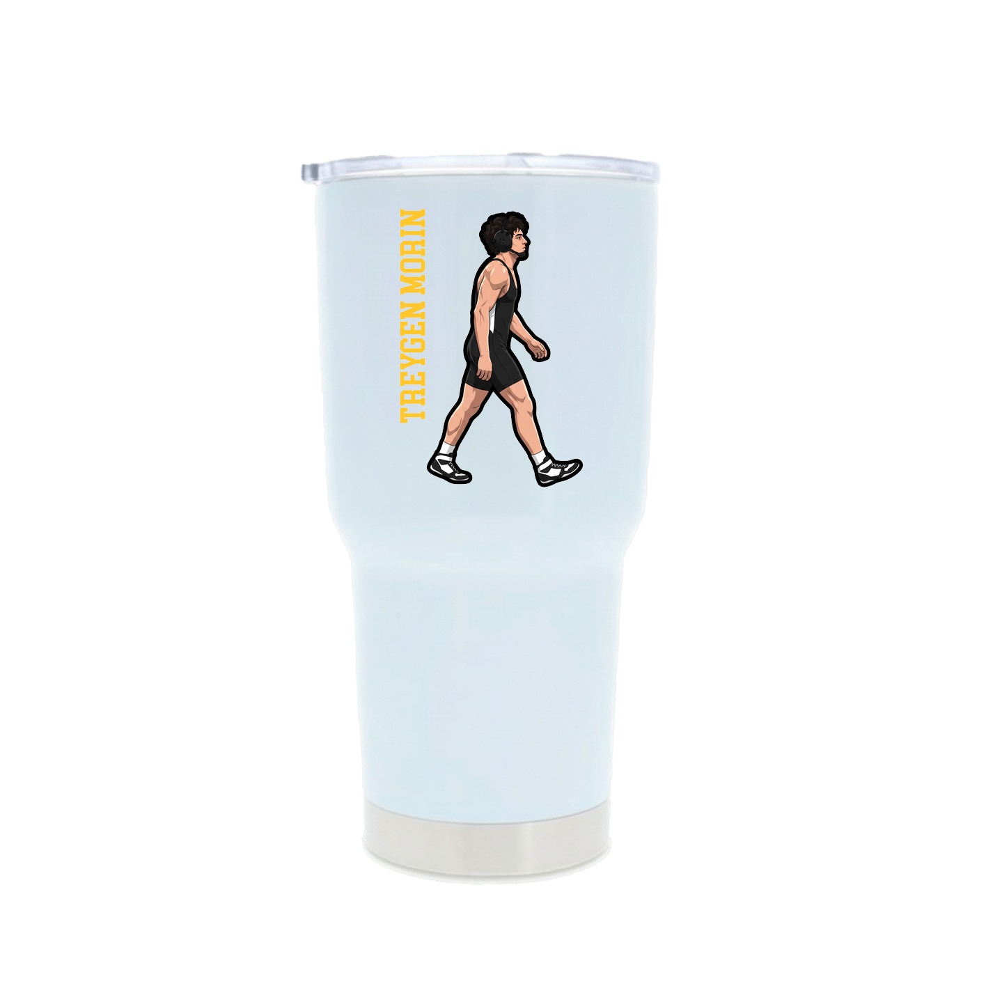 30oz Stainless Steel Tumbler — Name Vertical in White