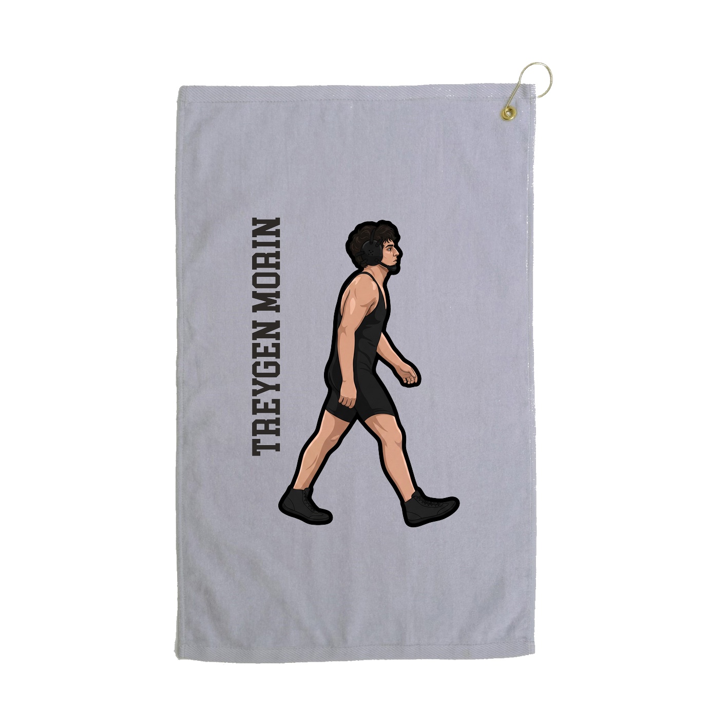 Golf Towel — Name Vertical in Grey