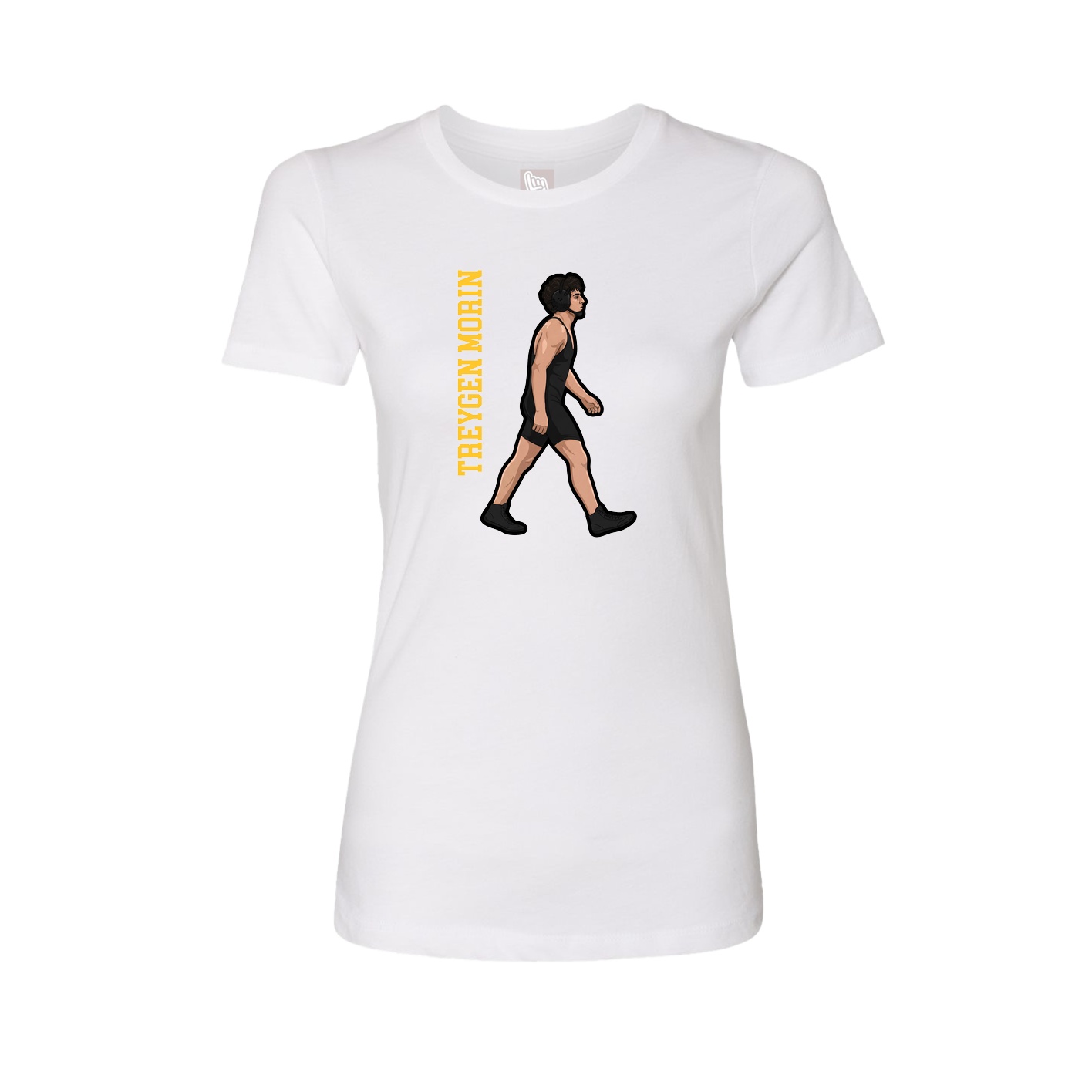 Womens Tee — Name Vertical in White
