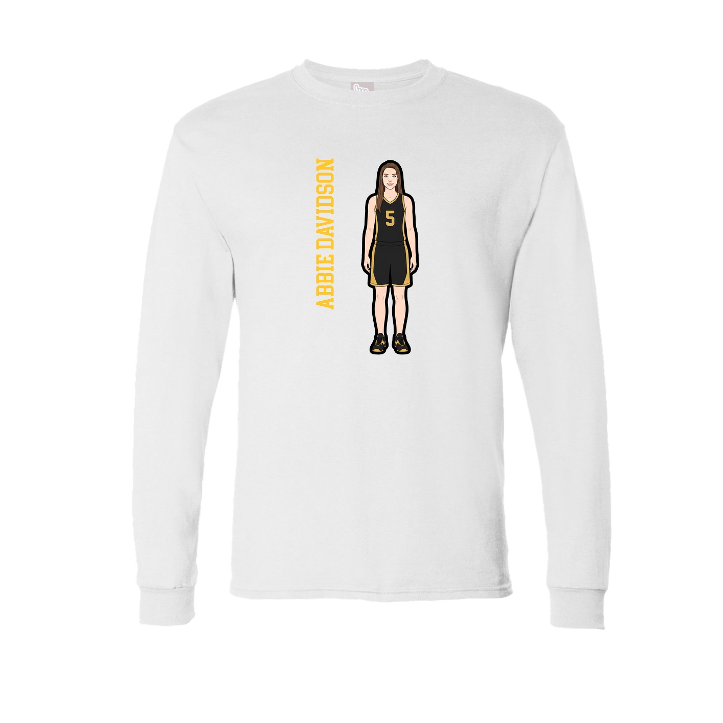 Long Sleeve Tee — Name Vertical in White