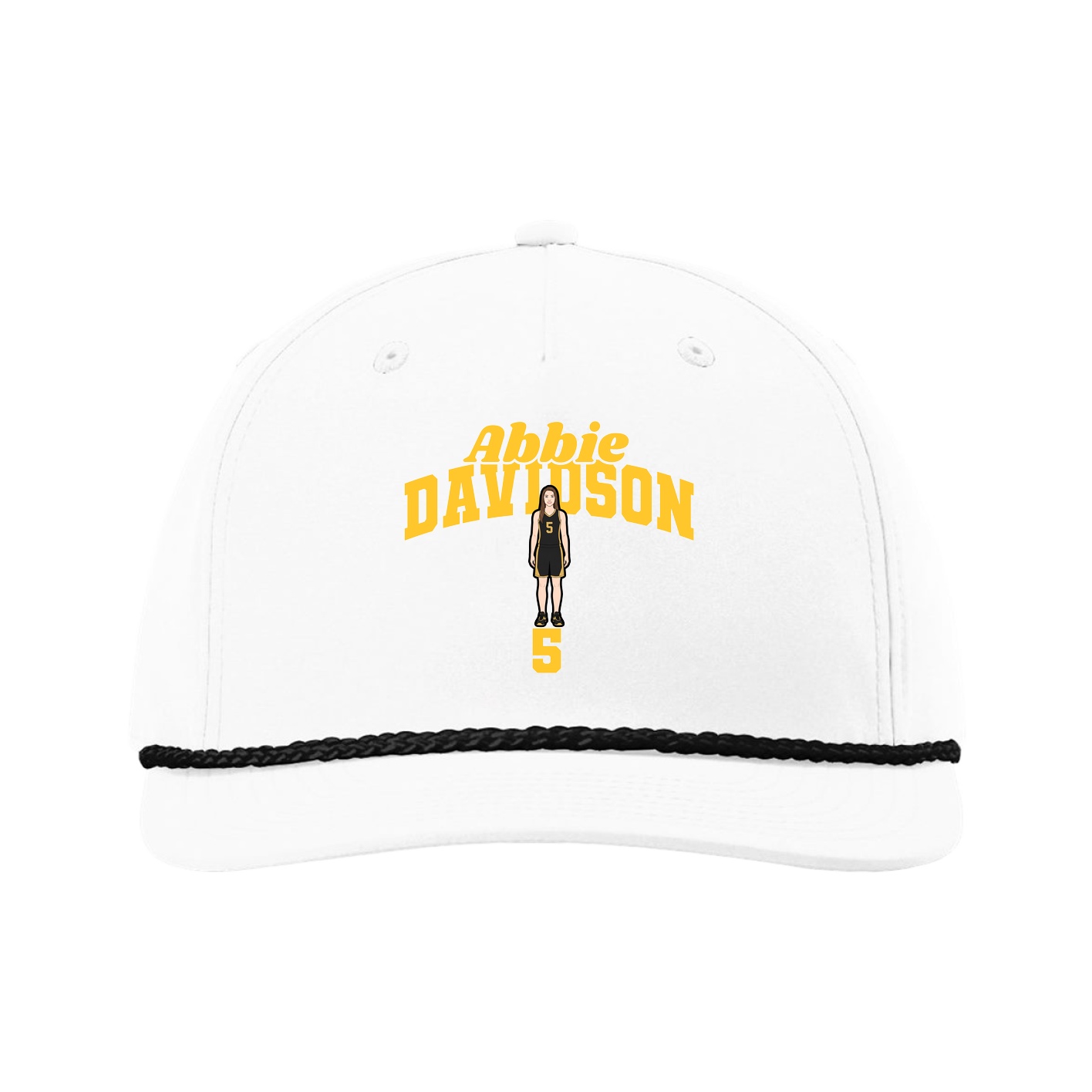 Five-Panel Classic Rope Cap — Signature Arch in White