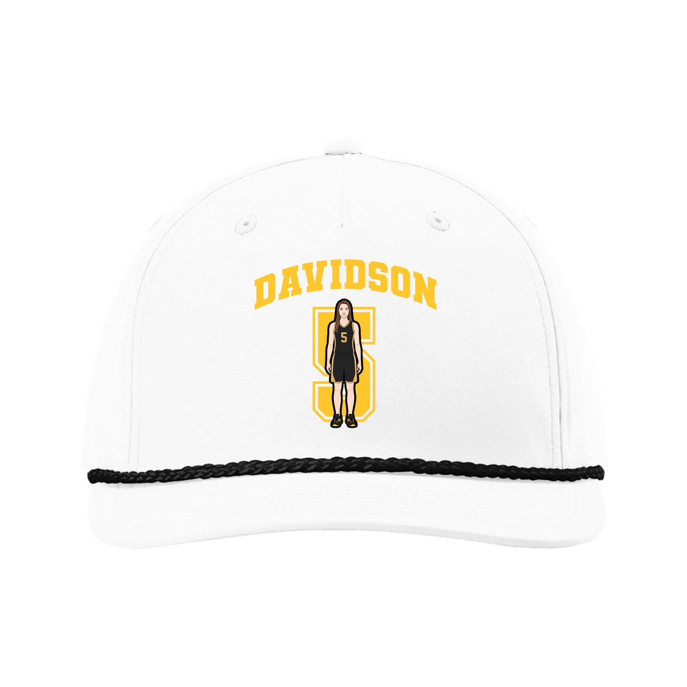 Five-Panel Classic Rope Cap — Number in White