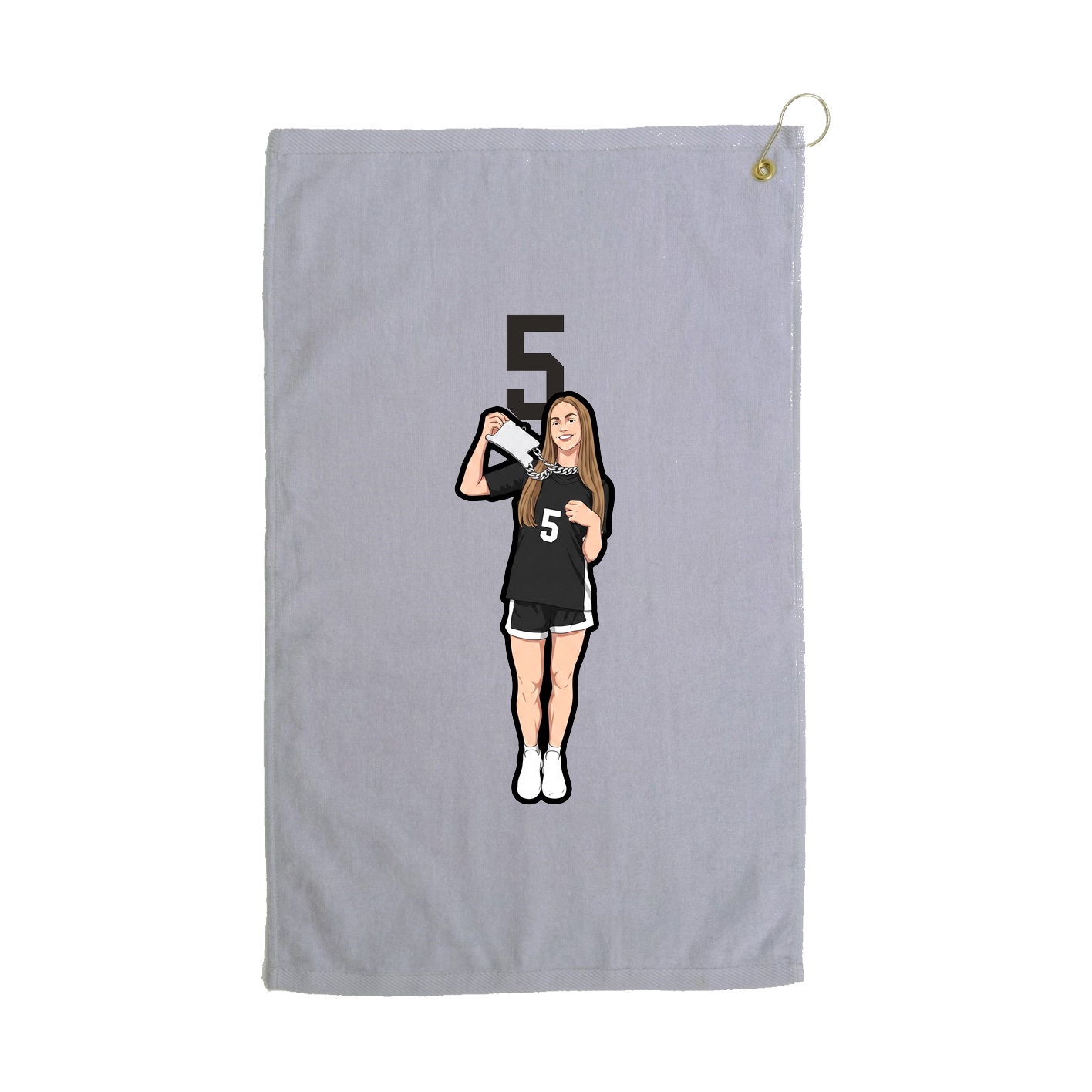 Golf Towel — Number Top in Grey