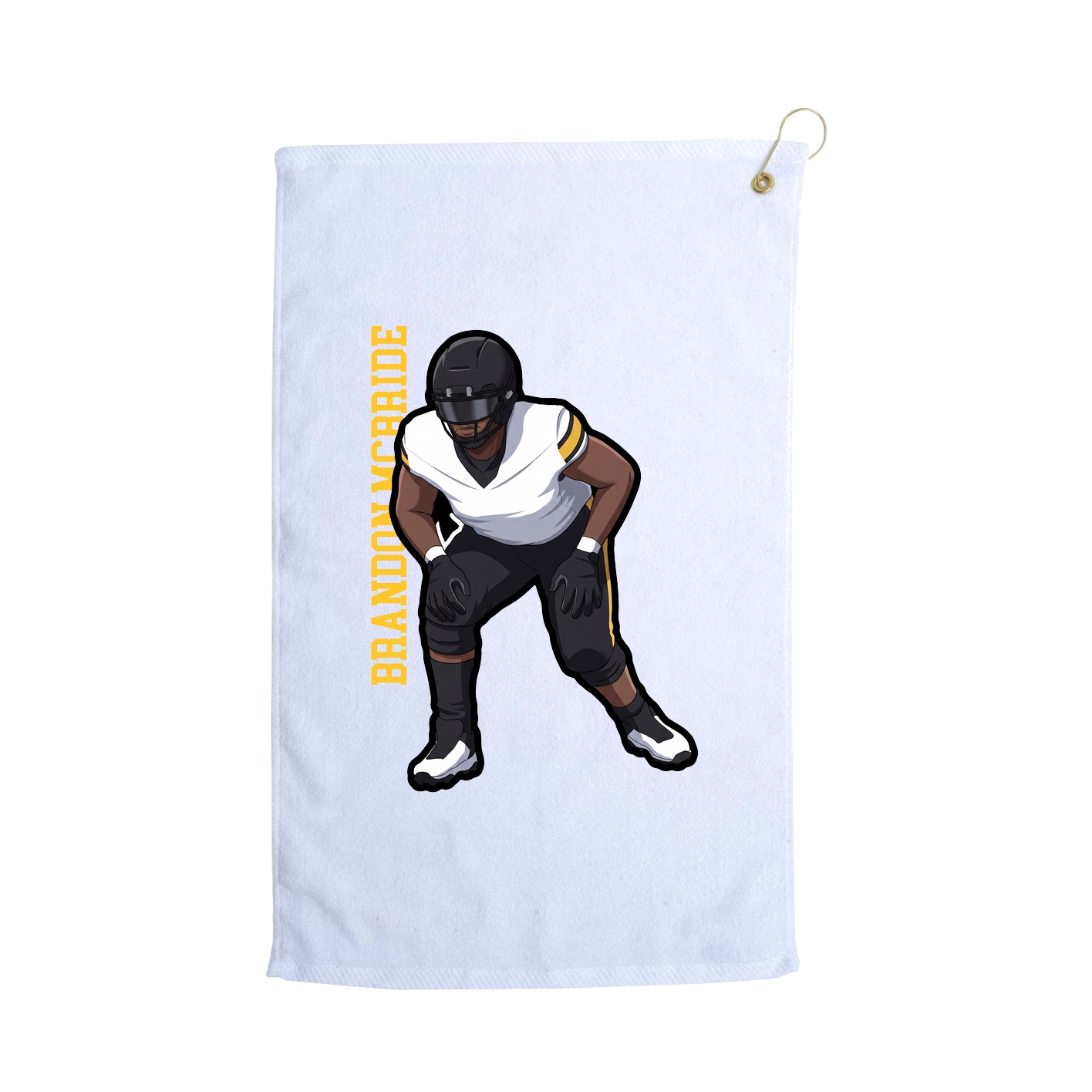 Golf Towel — Name Vertical in White