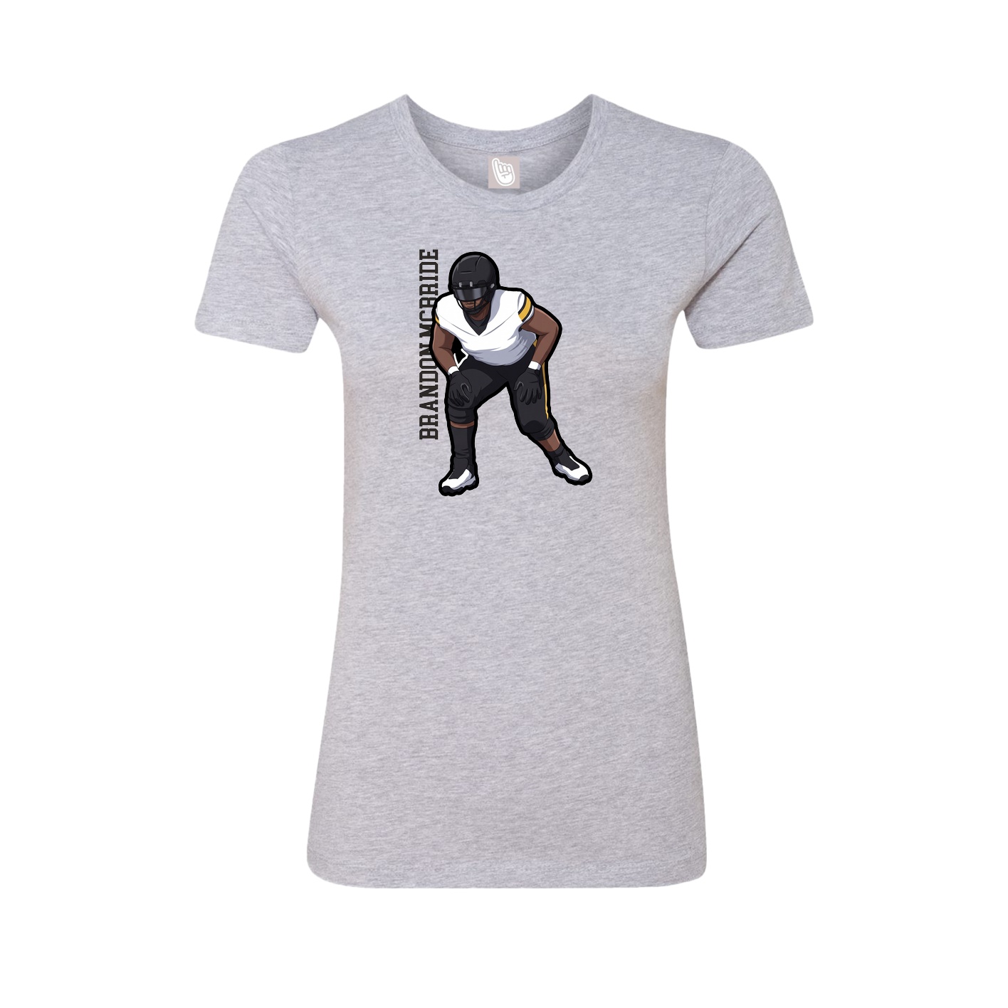 Fitted Women's Tee — Name Vertical in Grey