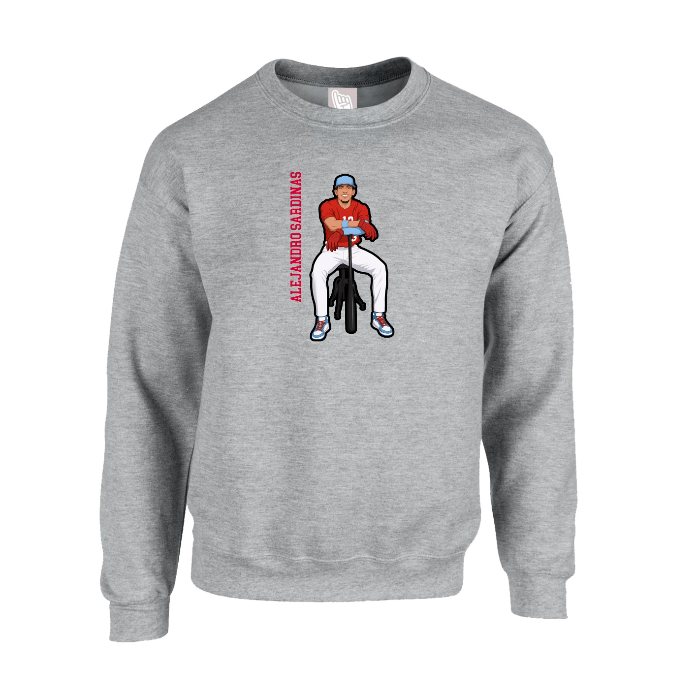 Fleece Crew — Name Vertical in Grey