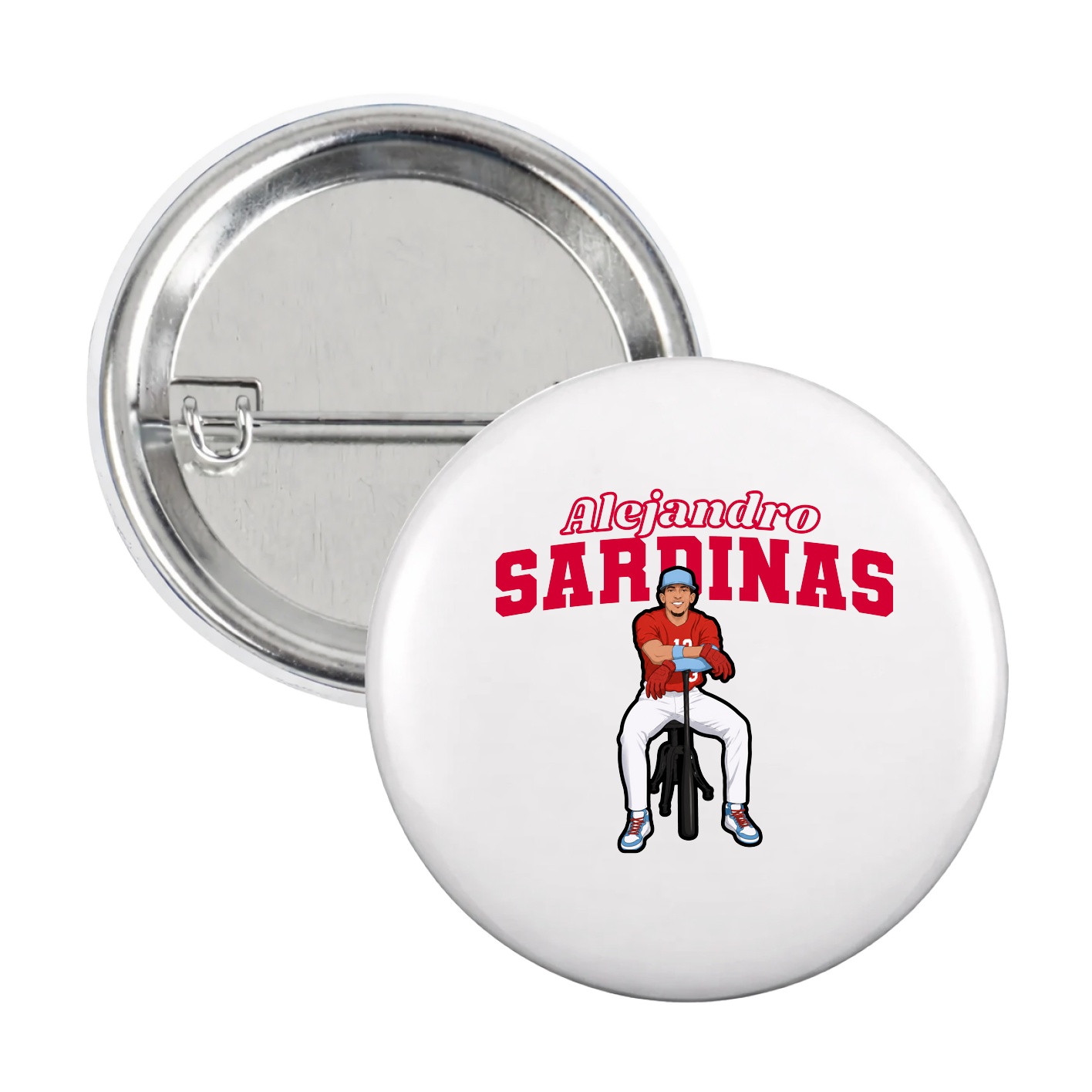 Game Day Button — Name Arch in White