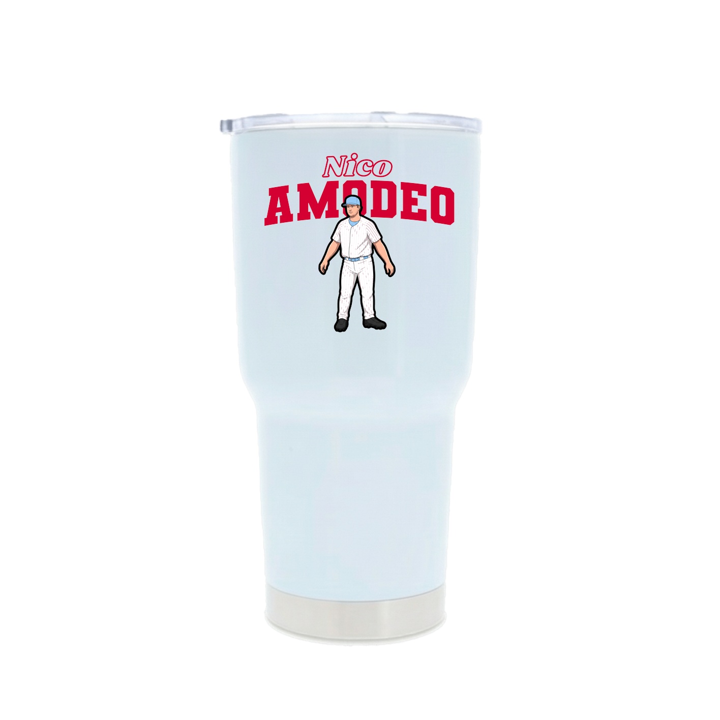 30oz Stainless Steel Tumbler — Name Arch in White