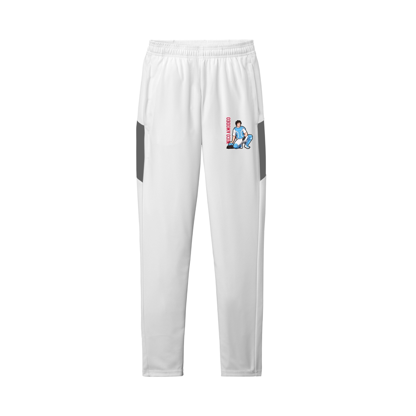 Team Travel Pant — Name Vertical in White/Grey