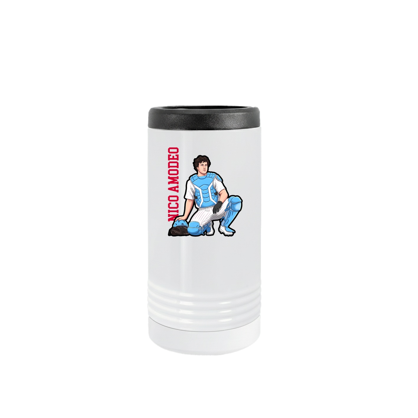 Slim Beverage Holder — Name Vertical in White