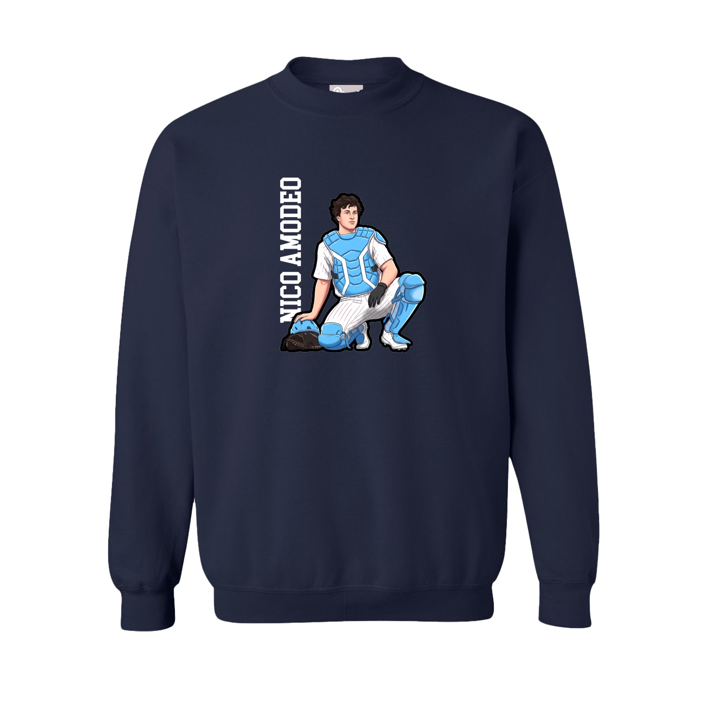Fleece Crew — Name Vertical in Navy