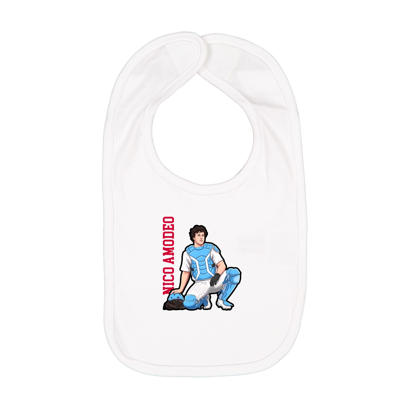 Infant Bib — Name Vertical in White