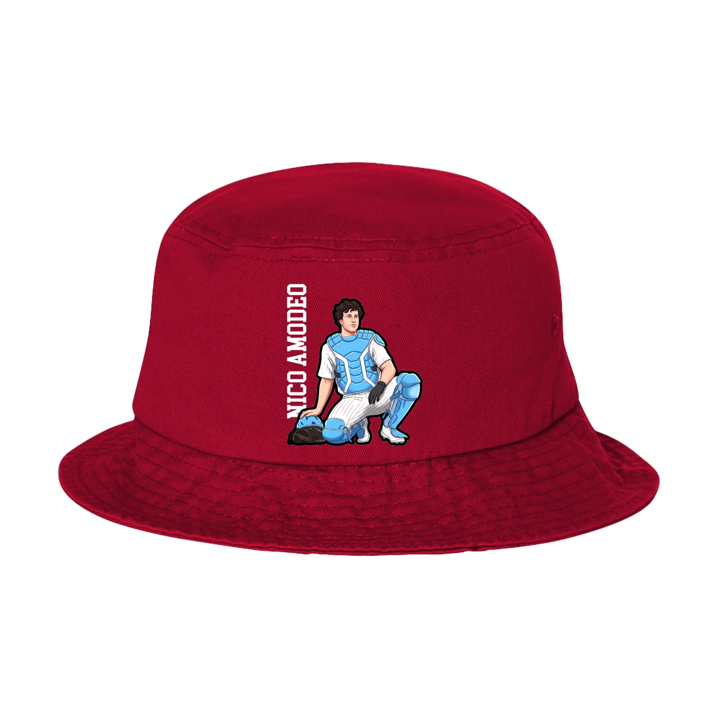 Bucket Cap — Name Vertical in Red