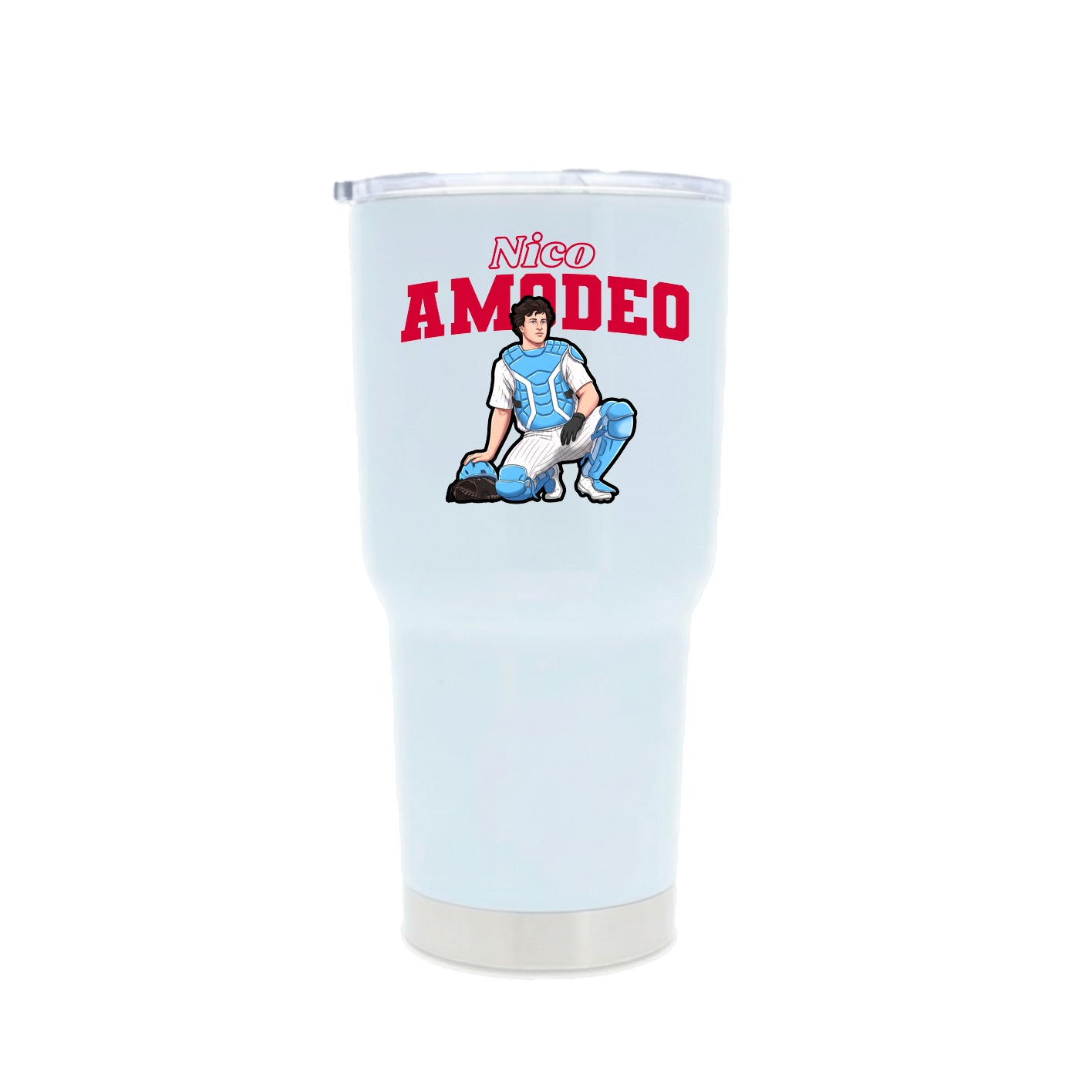 30oz Stainless Steel Tumbler — Name Arch in White
