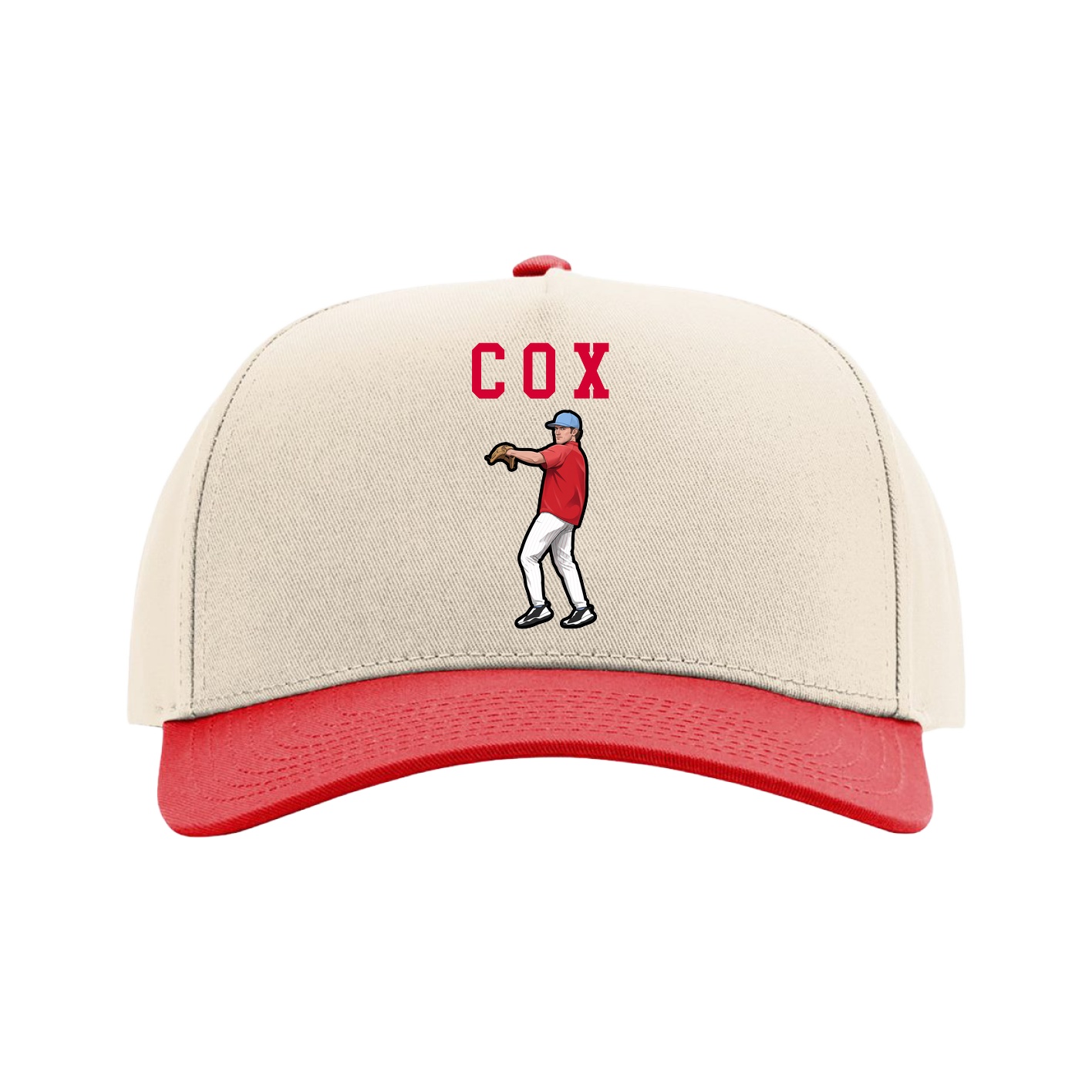 Full Fabric Five-Panel Champ Cap — Shirsey in Cream/Red